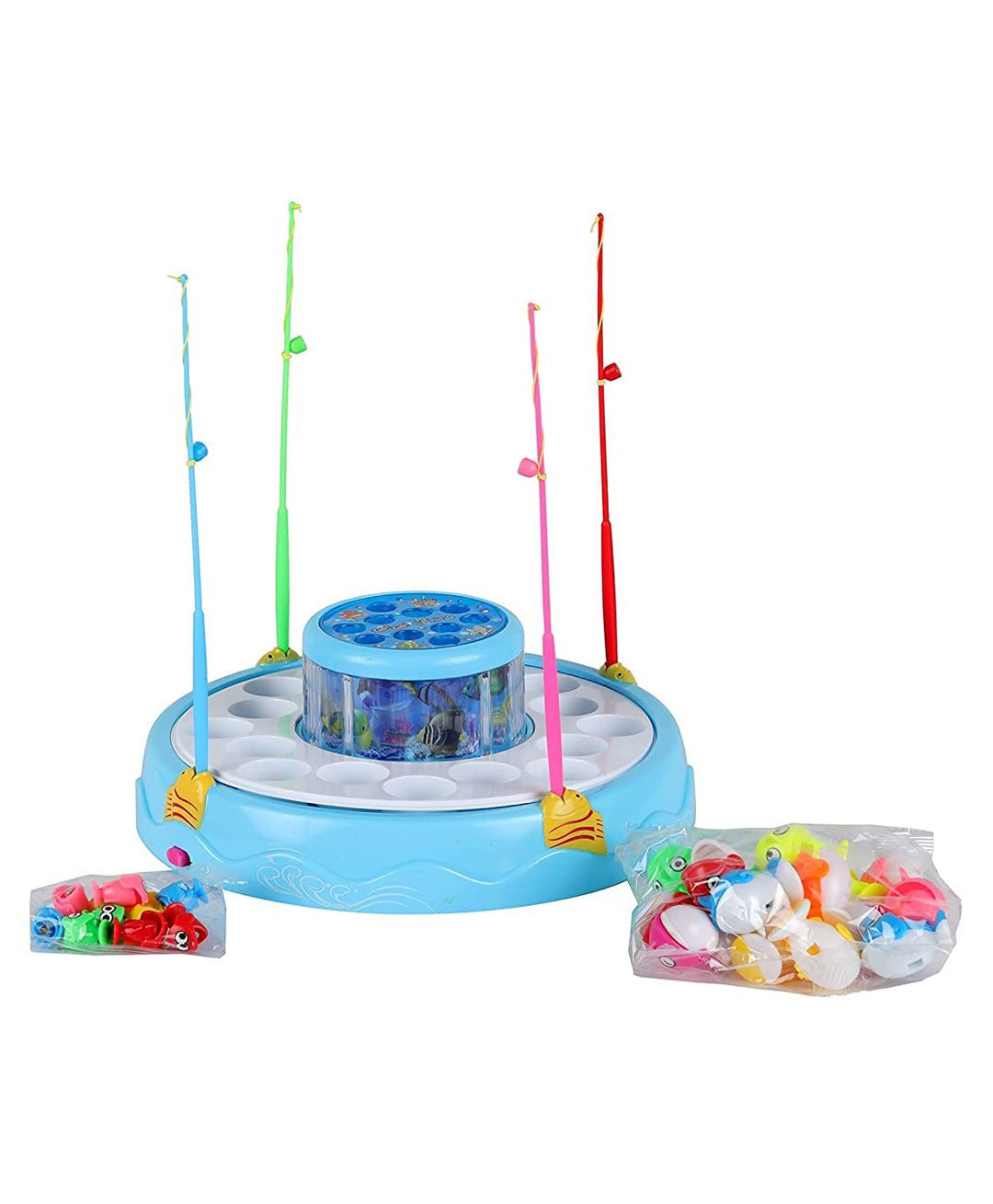 YAMAMA GoGo Fishing Game With Electric Rotating Magnetic 2 Rotary Pond And 4 Pods With Music and Lights Function For Kids 26 Pcs - Multicolor-image-39