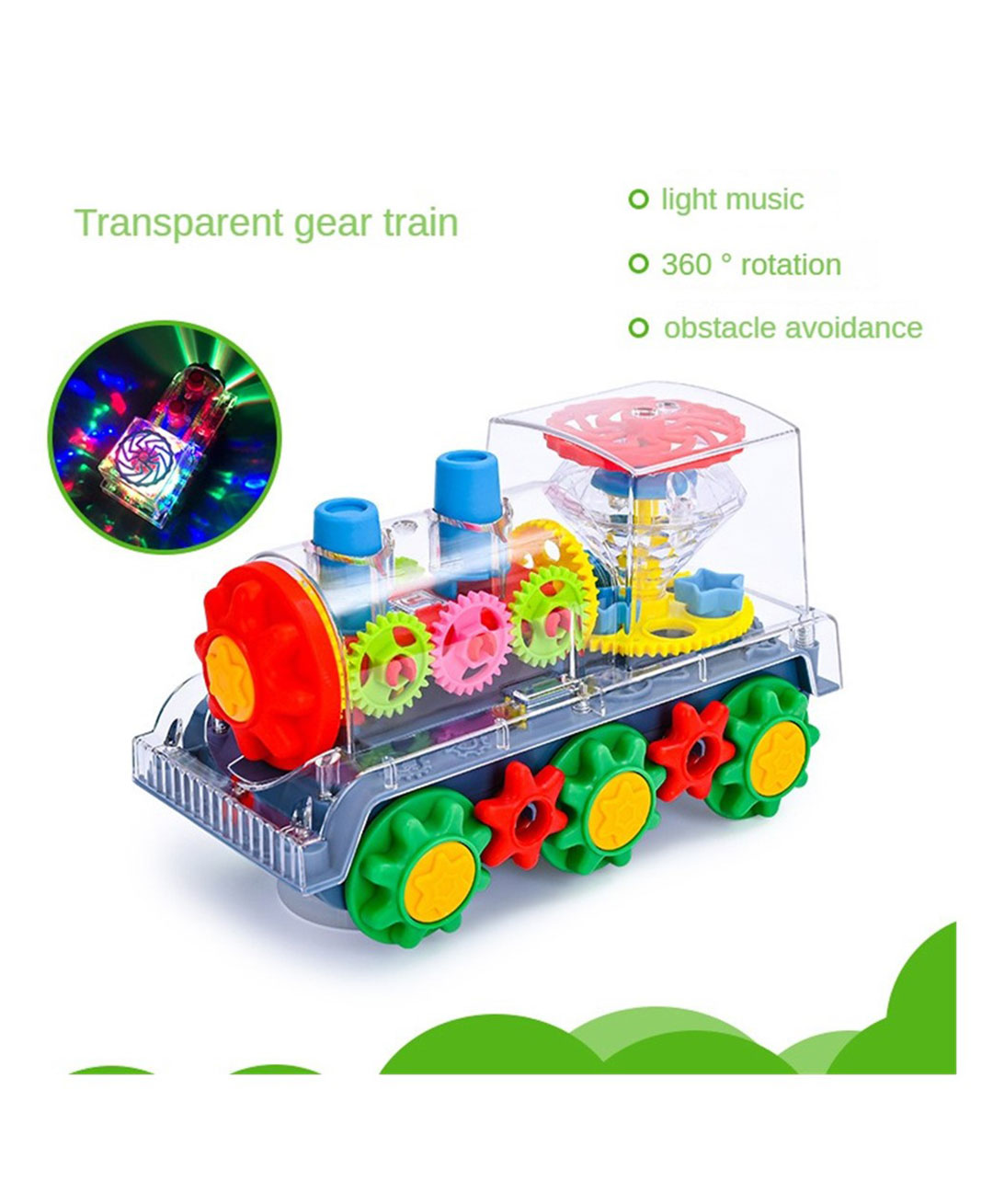 YAMAMA Musical Transparent Gear Train Toy With 360-Degree Rotating Universal Wheel Music And Lights For Kids - Multicolor-image-24