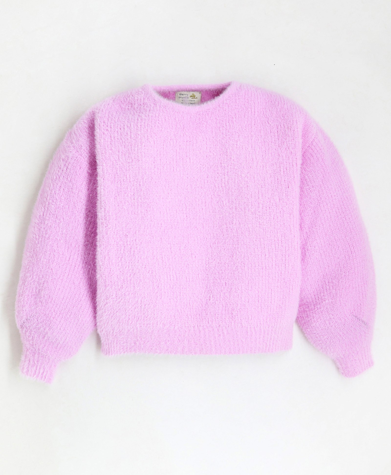 Cherry Crumble By Nitt Hyman Puffed Full Sleeves Solid Neck Sweater - Baby Pink-picture-24