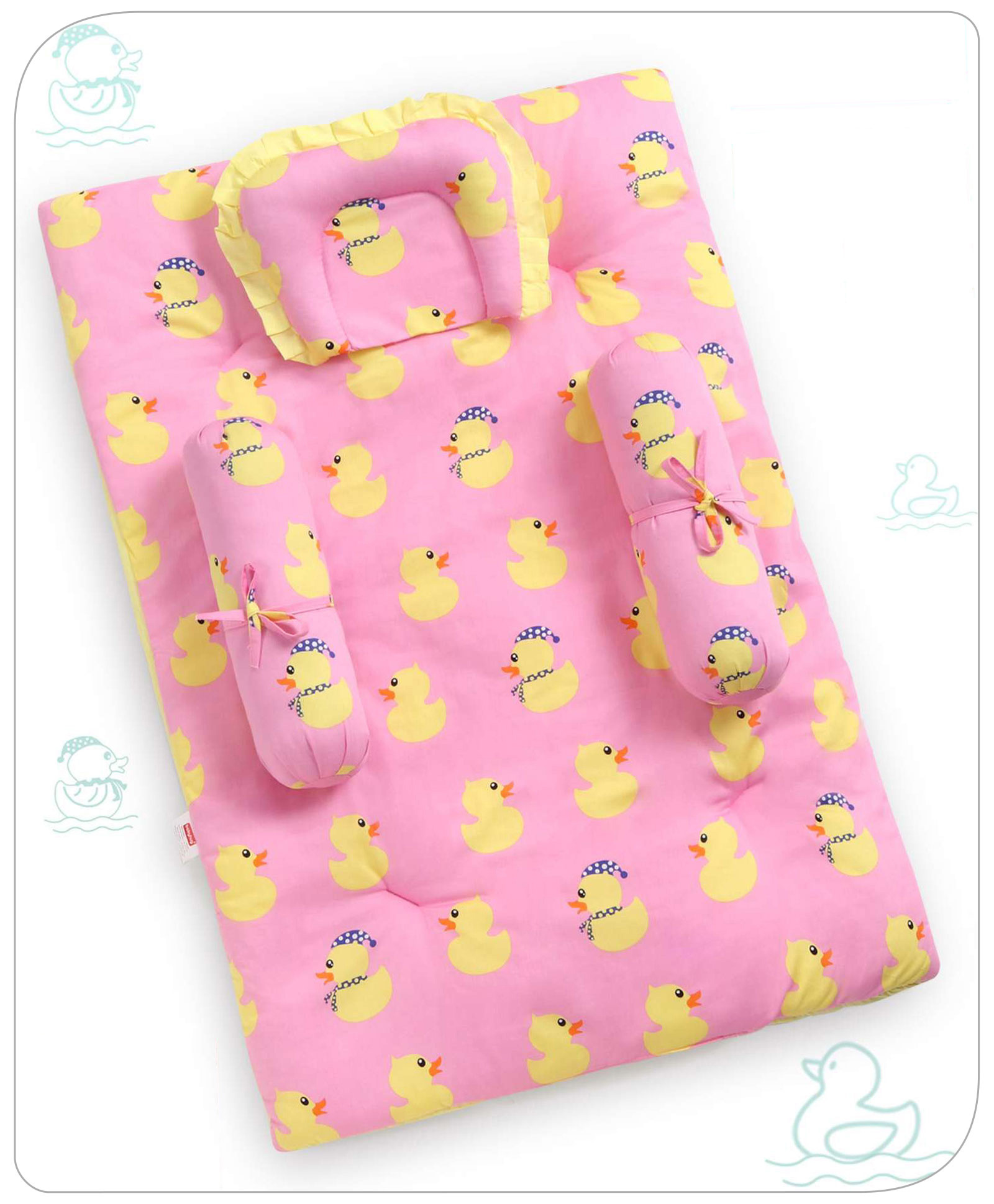 Babyhug Cotton Bedding Set Duck Print- Pink-picture-14