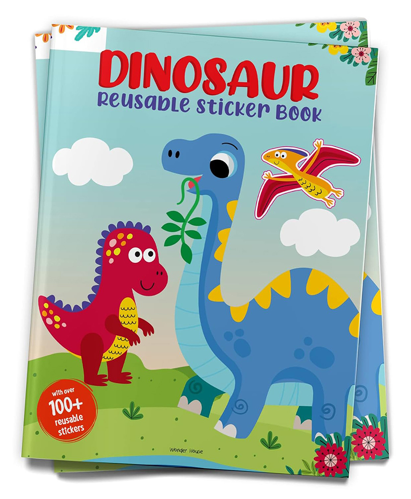 wonder house books Dinosaur World Reusable Sticker Book For Children - English-picture-18