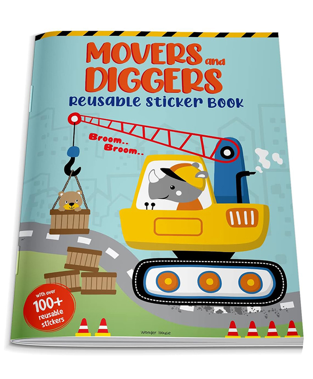 Movers and Diggers Reusable Sticker Book - English
