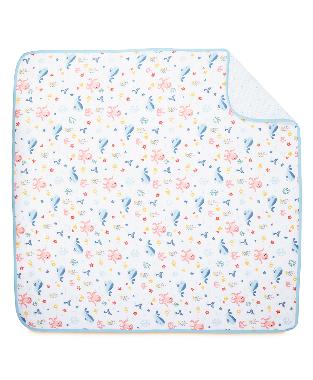 haus & kinder Vitamin Sea 100% Cotton Muslin Reversible Blanket - Multicolour-image-23