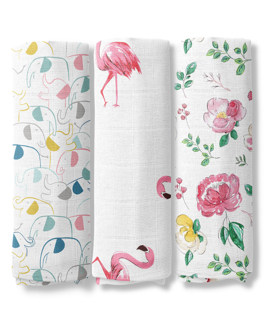 haus & kinder Nature Nexus Collection 100% Cotton Muslin Swaddle Pack Of 3 - Multicolor-picture-10