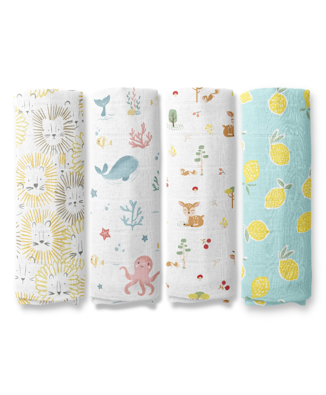 haus & kinder 100% Cotton Muslin Swaddle Fruity Fauna Collection Print Pack Of 4 - Multicolor-image-28