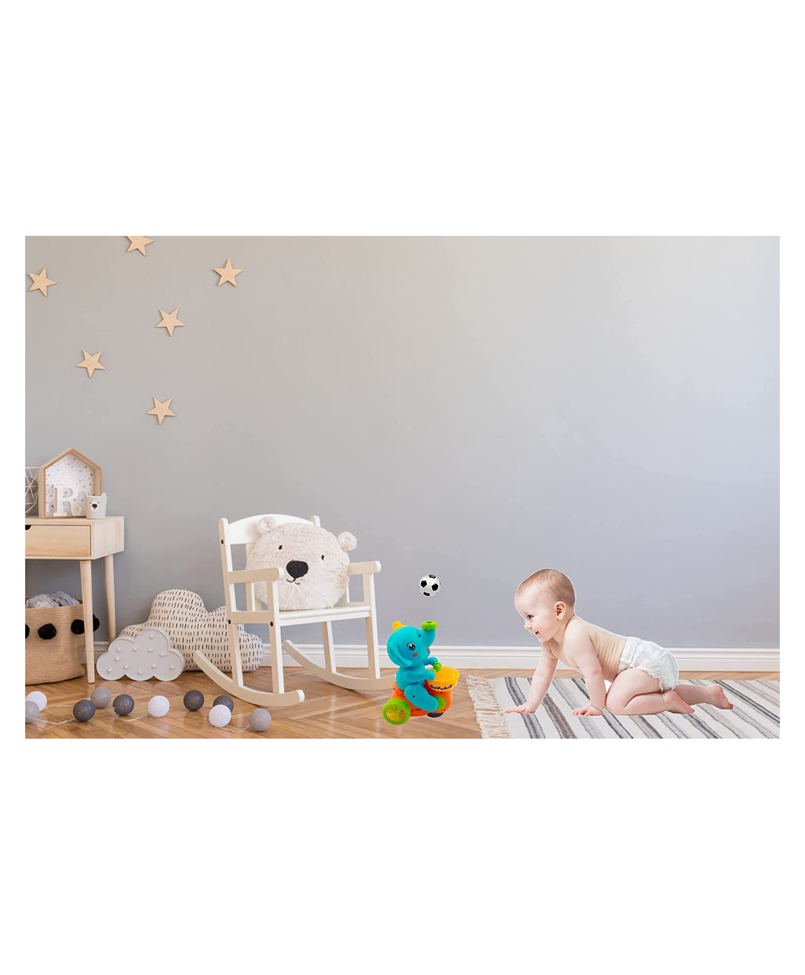 Sanjary Cute Elephant Musician Toy with Levitation Ball on Nose Along with Dazzling Light Drum Sound Music Color & Design May Vary-image-20