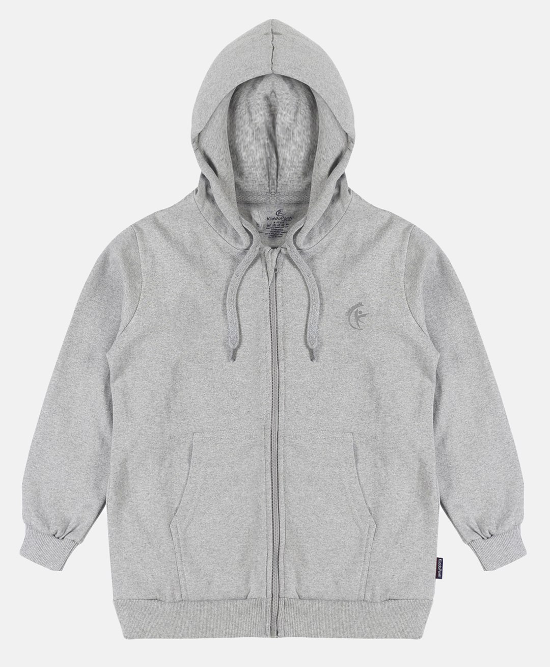 Kiddopanti Full Sleeves Solid Zipper  Hooded Sweatshirt - Melange Grey-picture-35