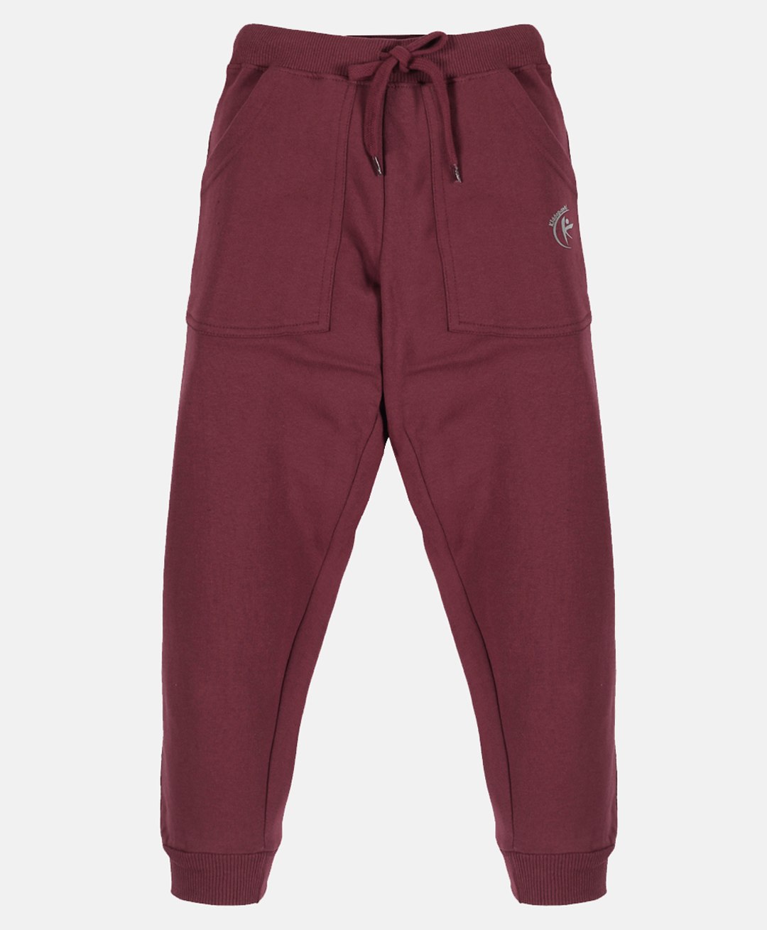 Kiddopanti Brand Name Placement Printed Fleece Track Pant - Maroon-picture-21
