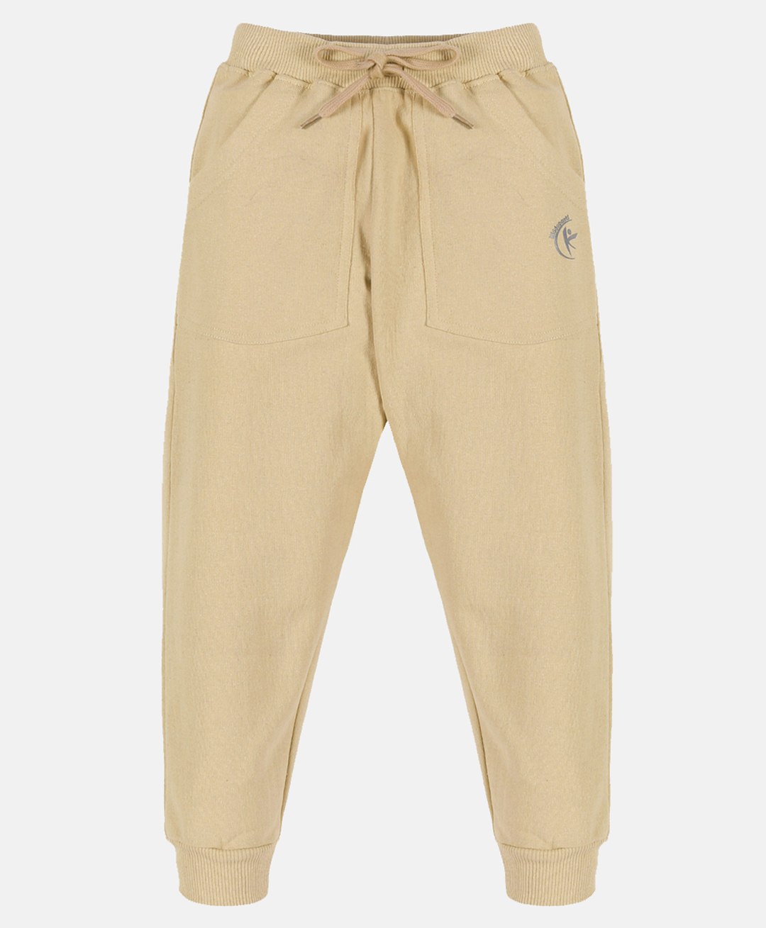 Kiddopanti Brand Name Placement Printed Fleece Track Pant - Beige-picture-34