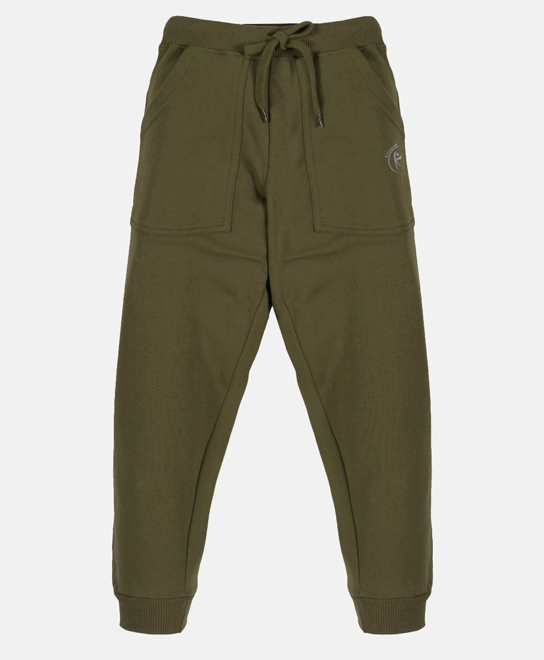Kiddopanti Brand Name Placement Printed Fleece Track Pant - Military Green-picture-30