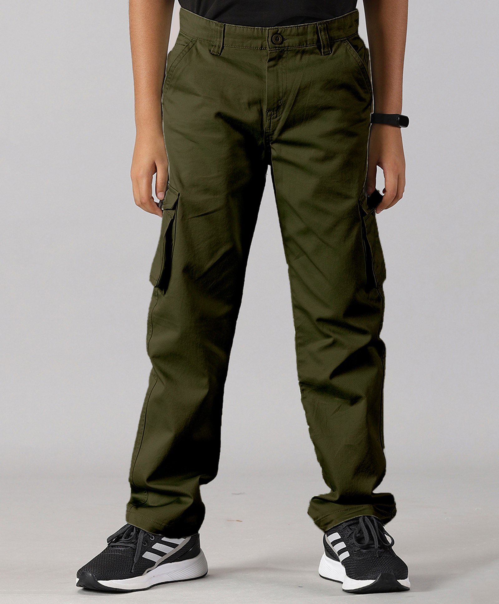 Kiddopanti Solid  Cargo Pant - Military Green-picture-15