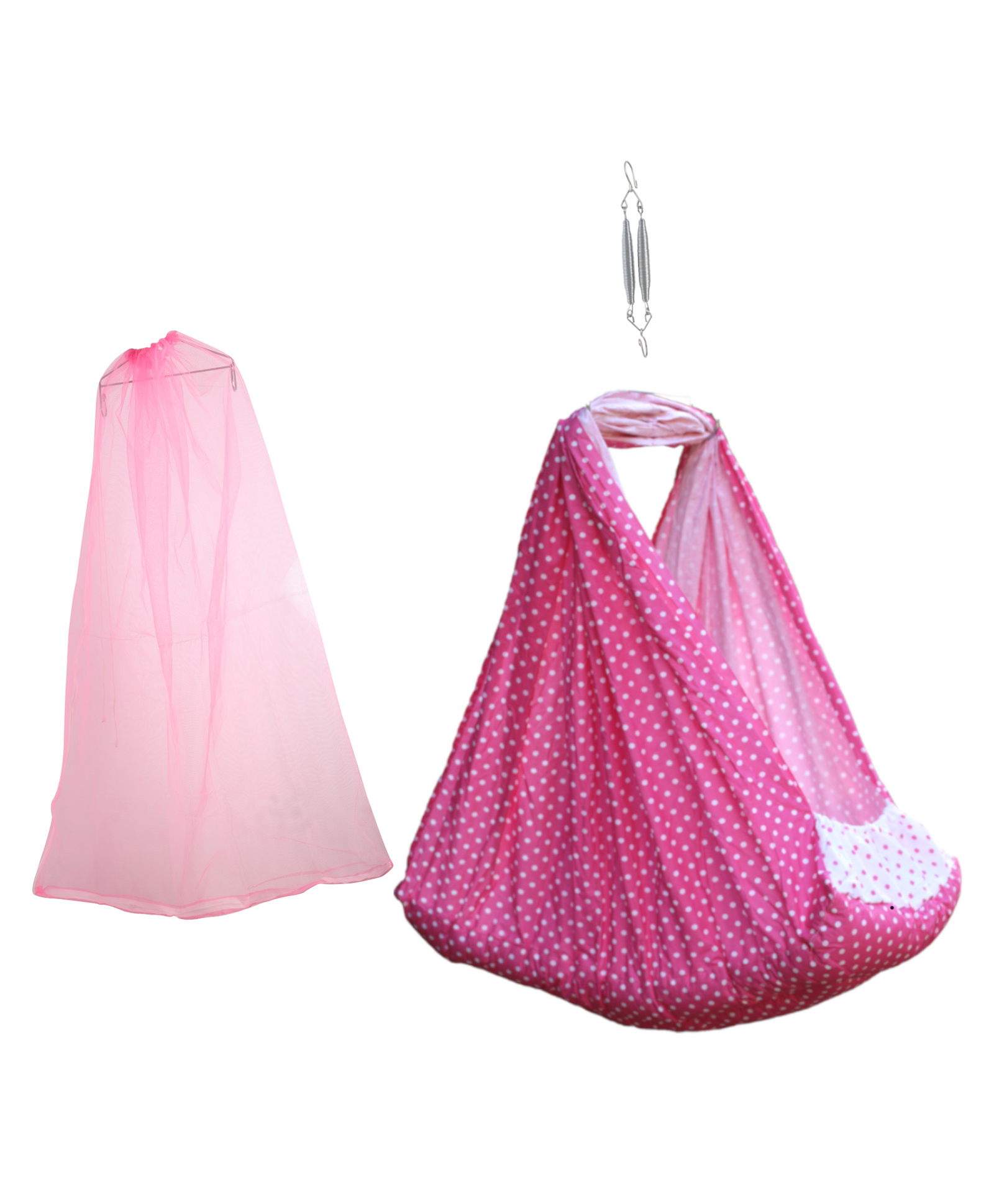 Beetot Baby Cradle for Newborns with Ultra Soft Cotton Fabric & Removable Separate Bed Spring Jhula - Pink-image-35
