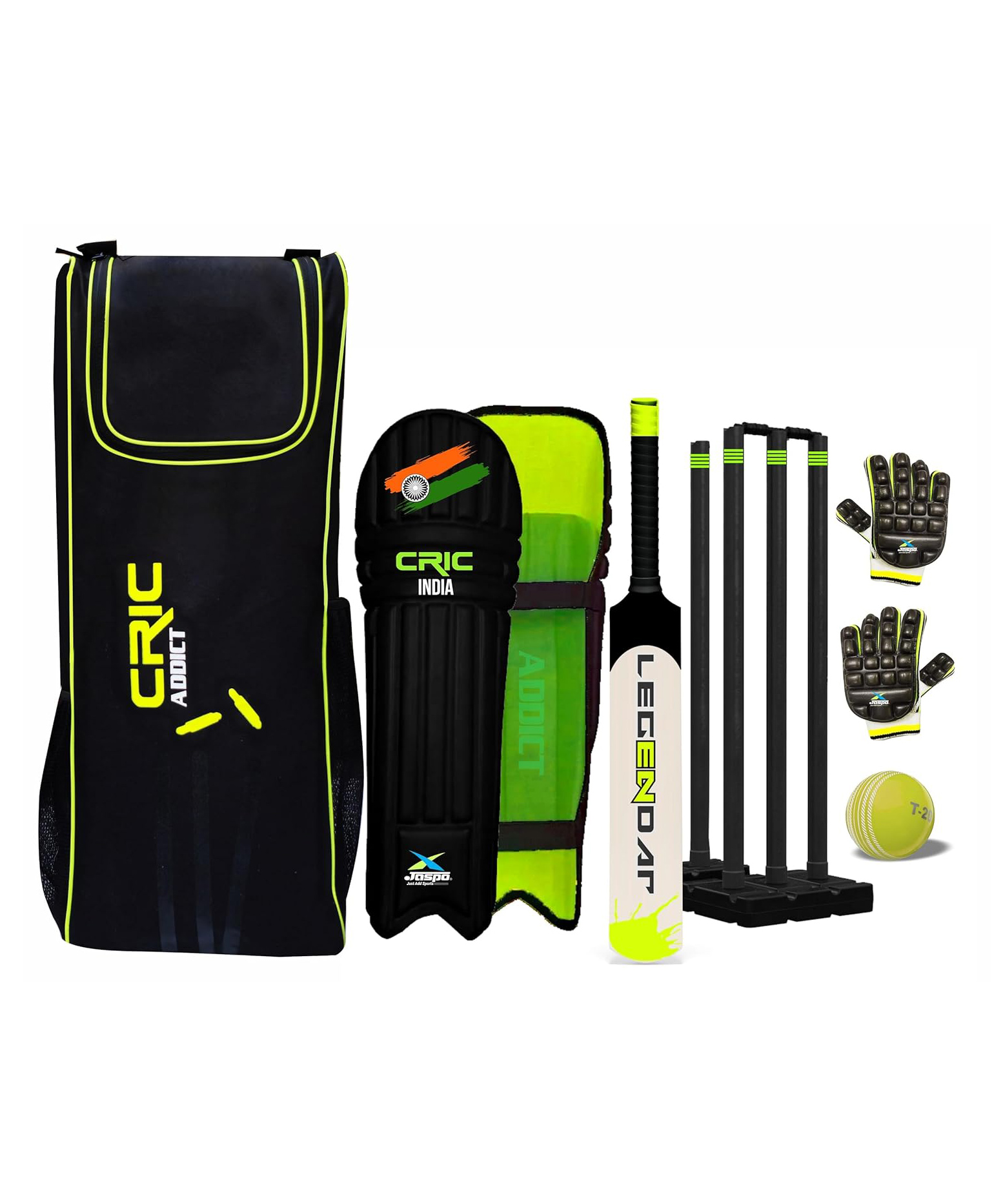 Jaspo Legender CRIC Addict Plastic Cricket Bat Set Combo Black Size-3-image-10