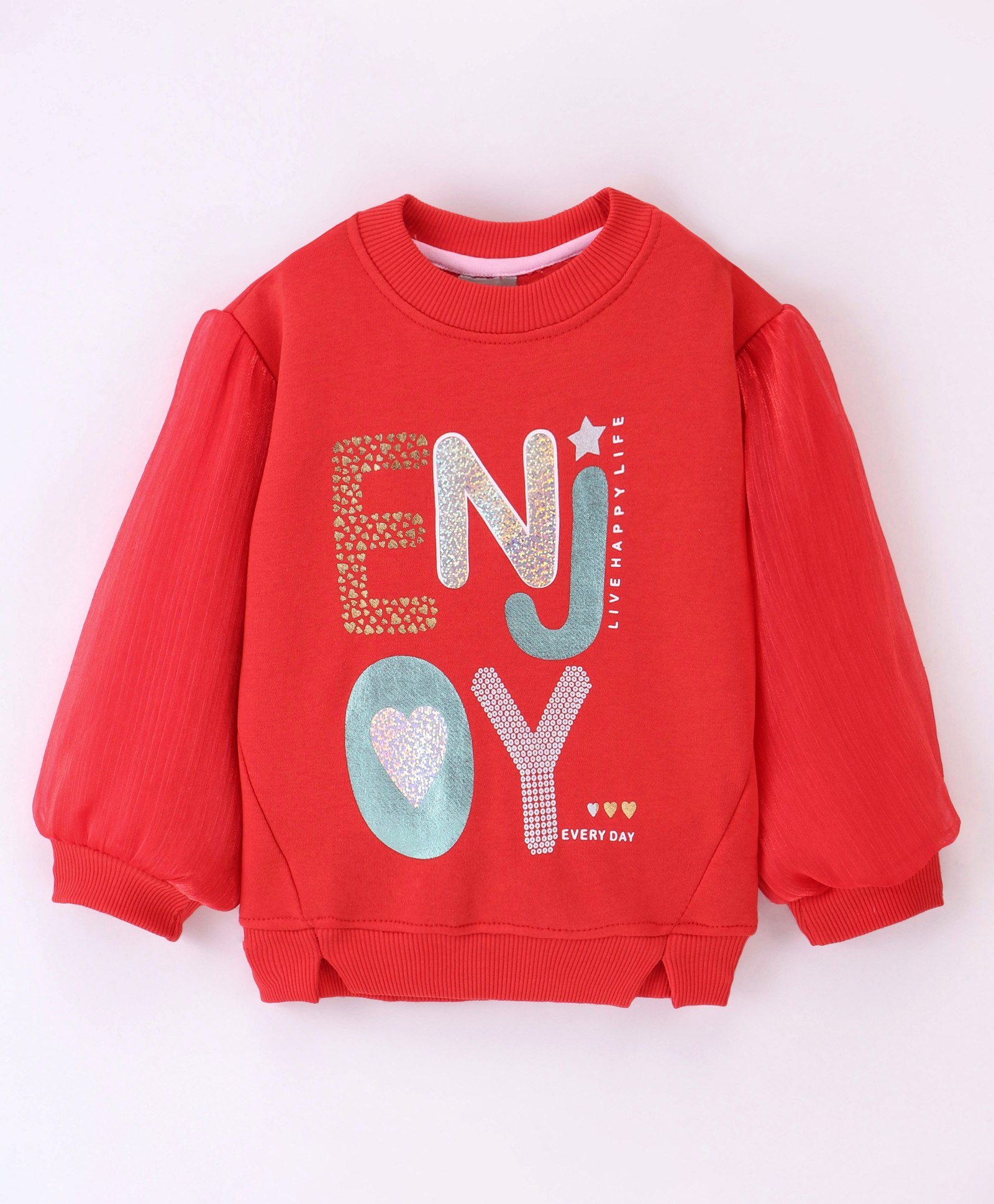 Little Kangaroos Drop Shoulder Full Sleeves Sweatshirt Text Printed - Red-picture-12