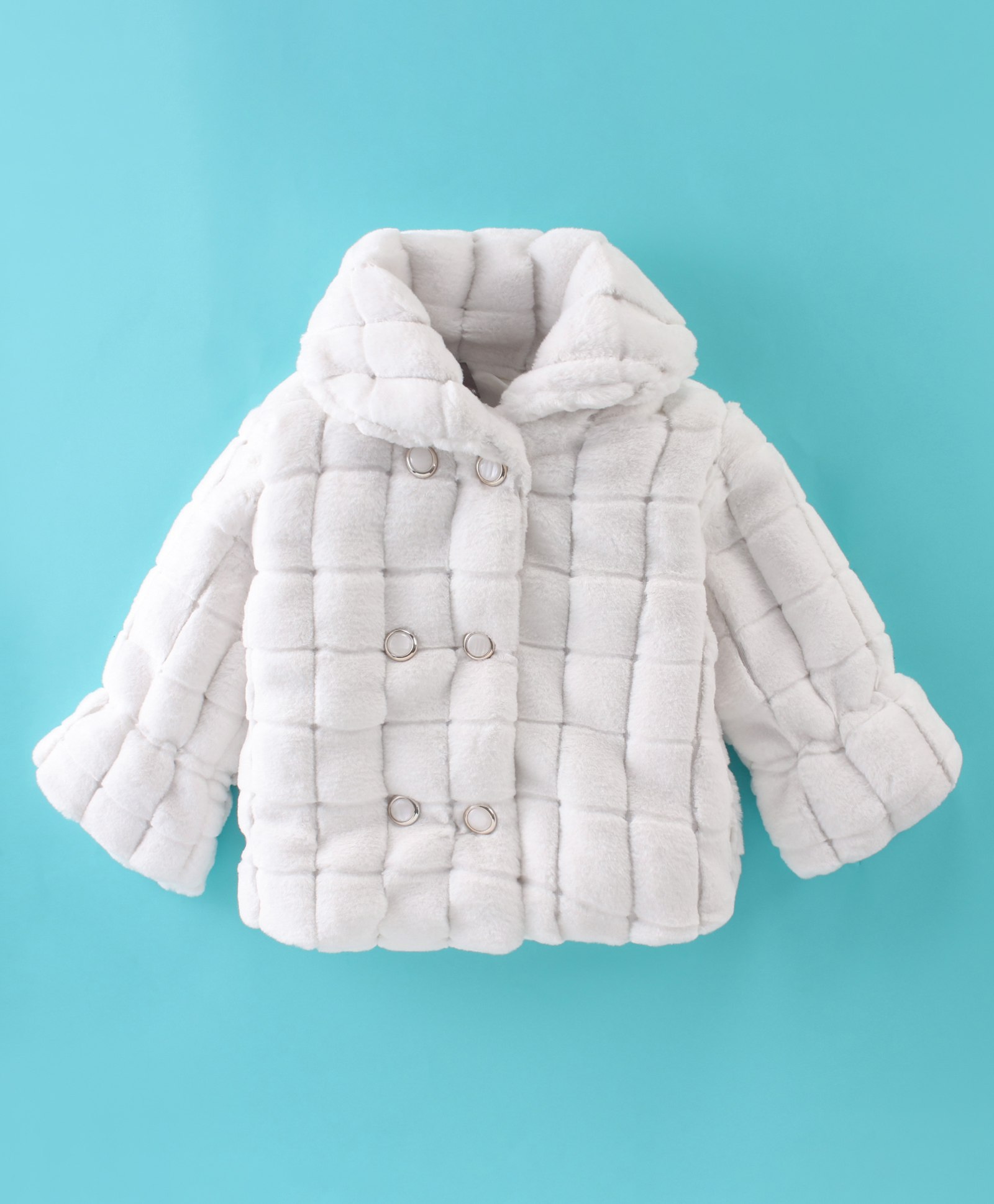Little Kangaroos Woven Full Sleeves Quilted Winter Jacket Solid Colour - Off White-image-45
