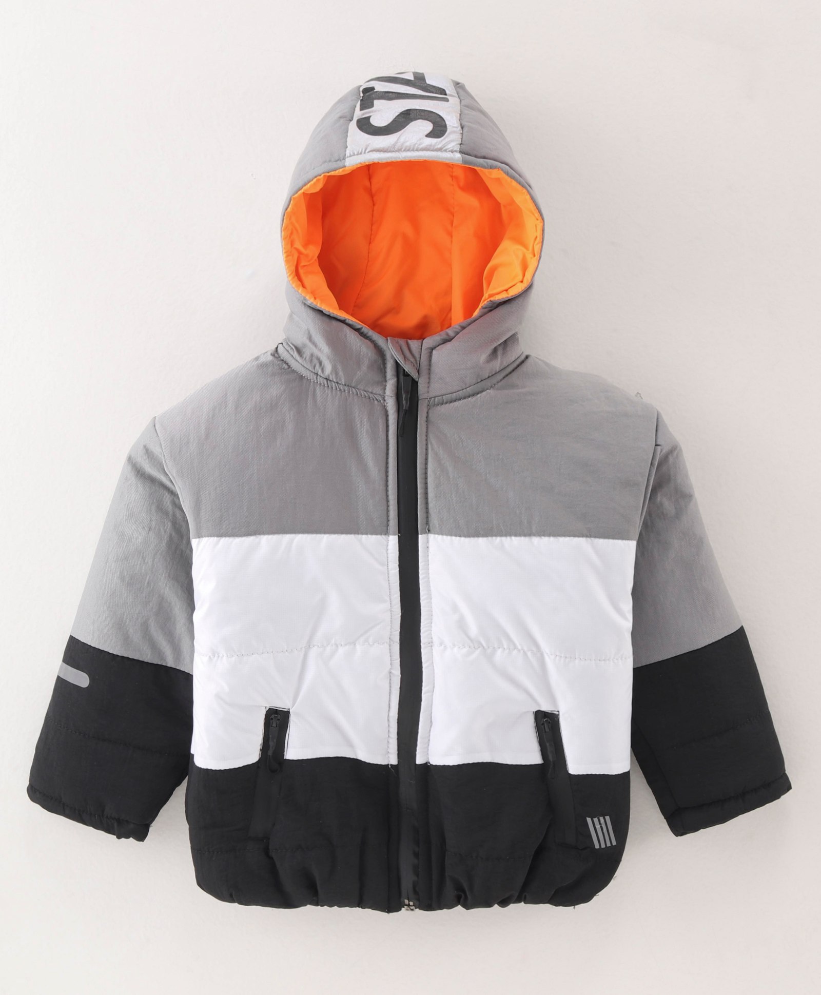 Little Kangaroos Full Sleeves Padded Winter Jacket Drop Shoulder - Grey-picture-12