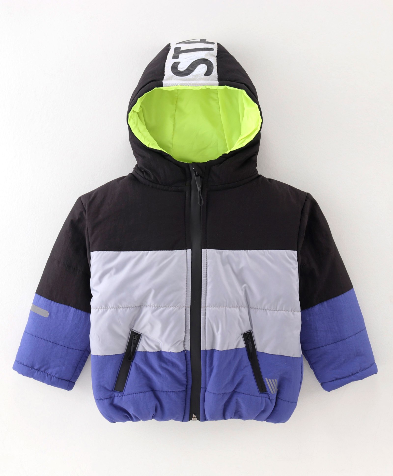 Little Kangaroos Full Sleeves Padded Winter Jacket Drop Shoulder - Black-picture-24