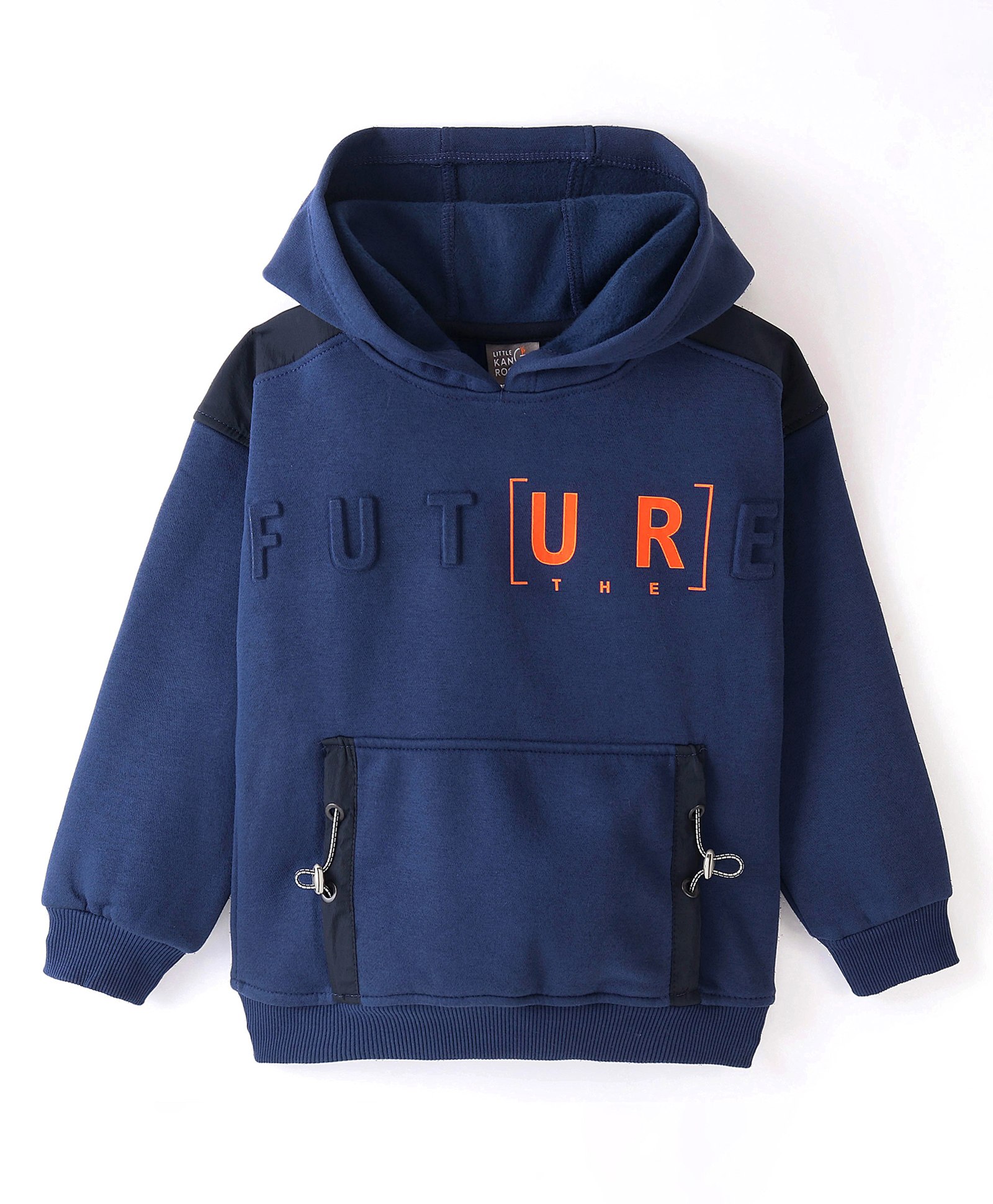 Little Kangaroos  Knit Full Sleeves  Drop Shoulder Hoodies - Air Force Navy Blue-image-20