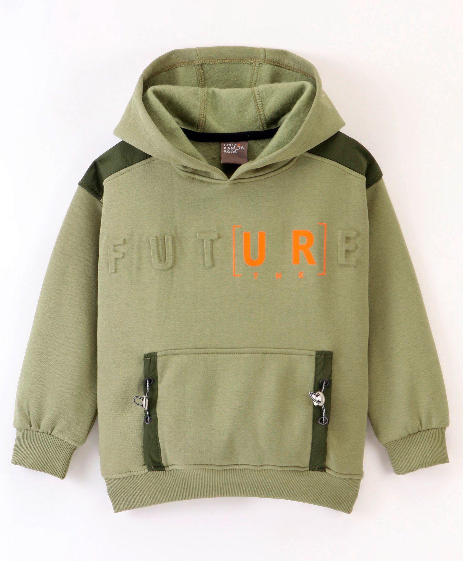 Little Kangaroos  Knit Full Sleeves  Drop Shoulder Hoodie - Green-picture-25