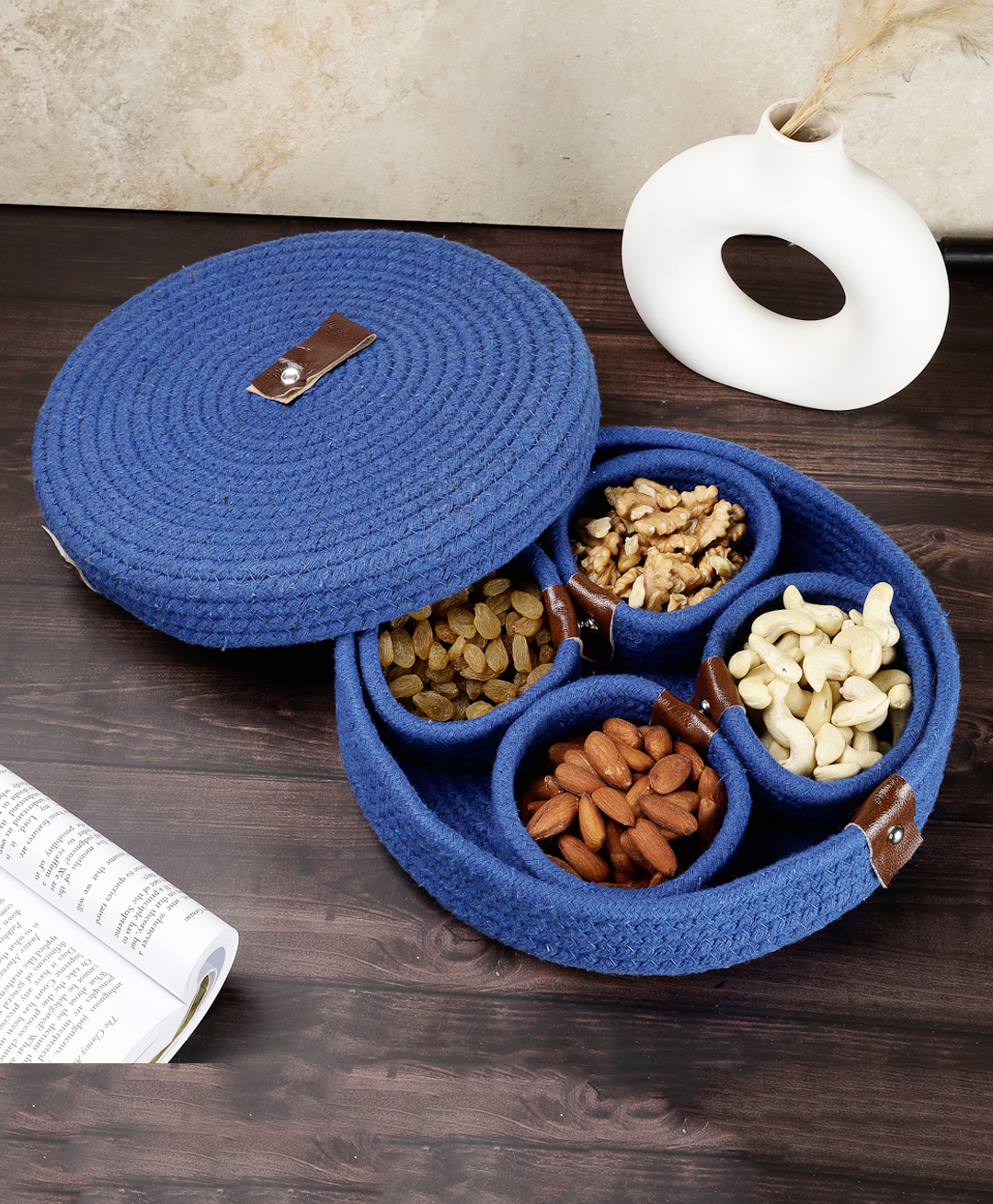 FABINALIV Navy Blue Solid Multipurpose Organiser with Lid-picture-18