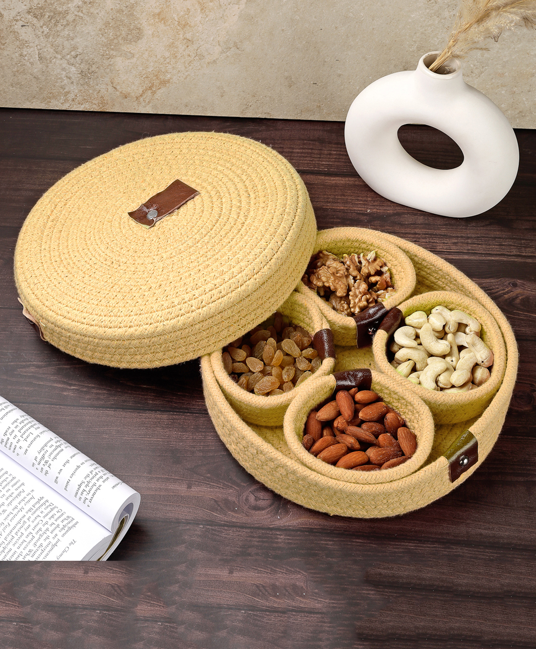 FABINALIV Mustard Solid Multipurpose Organiser with Lid-image-4
