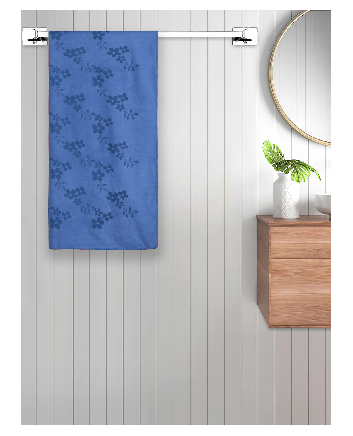 FABINALIV Blue Floral 420 GSM Cotton Bath Towel-image-33