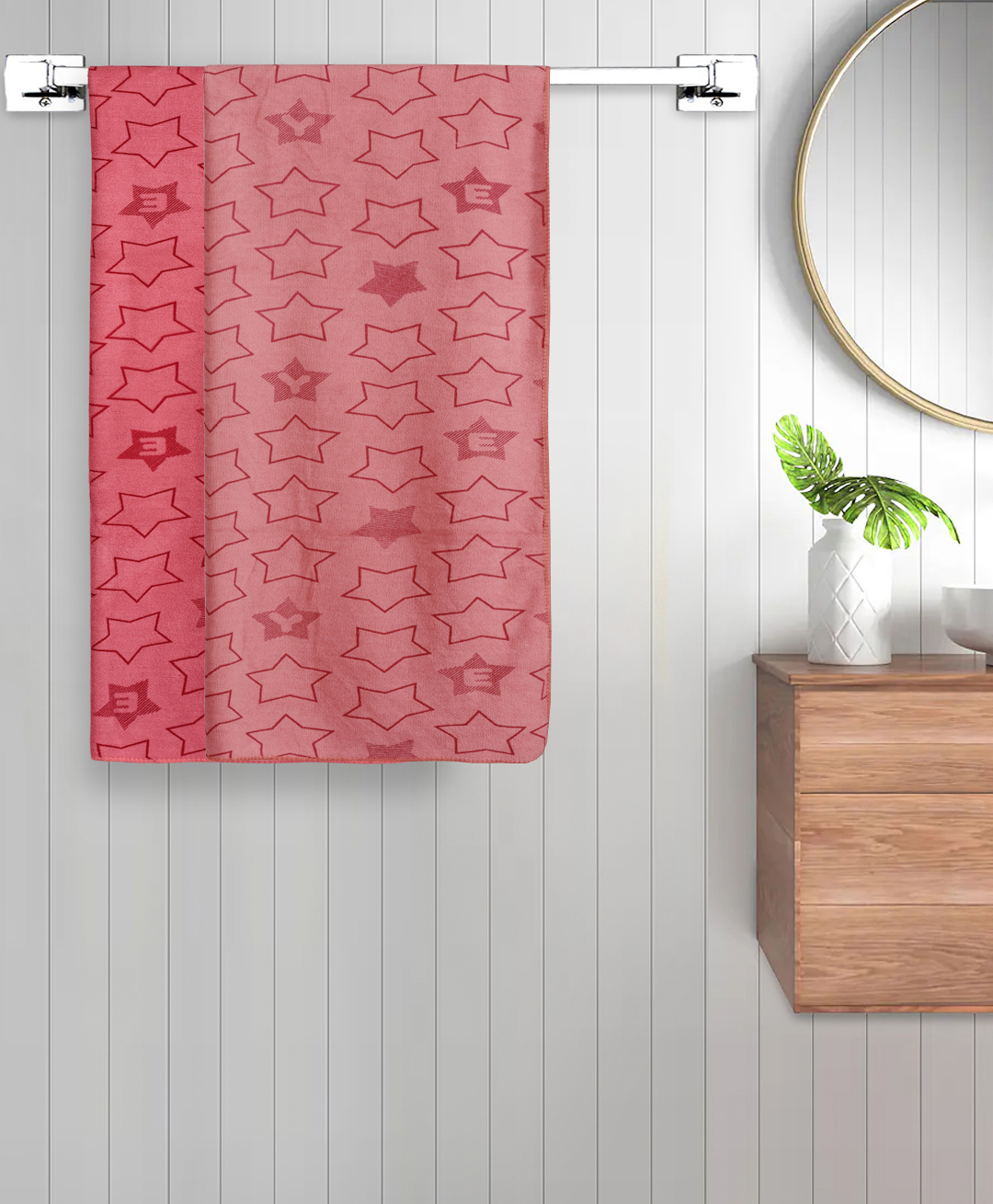 FABINALIV Set of 2 Multicolor Geometric Cotton Kids Bath Towels (110X60 cm)-image-47