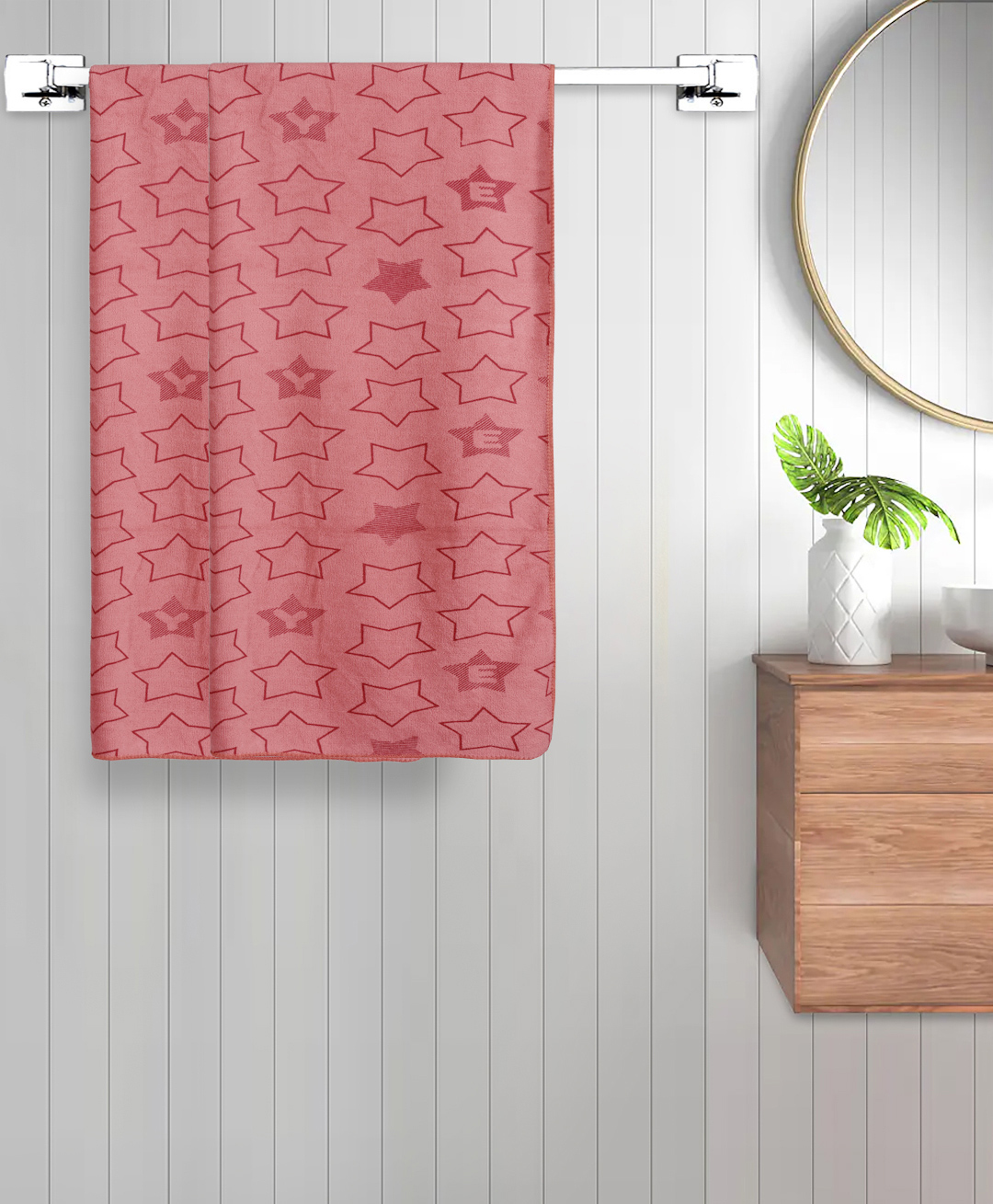FABINALIV Set of 2 Peach Geometric Cotton Kids Bath Towels (110X60 cm)-picture-24