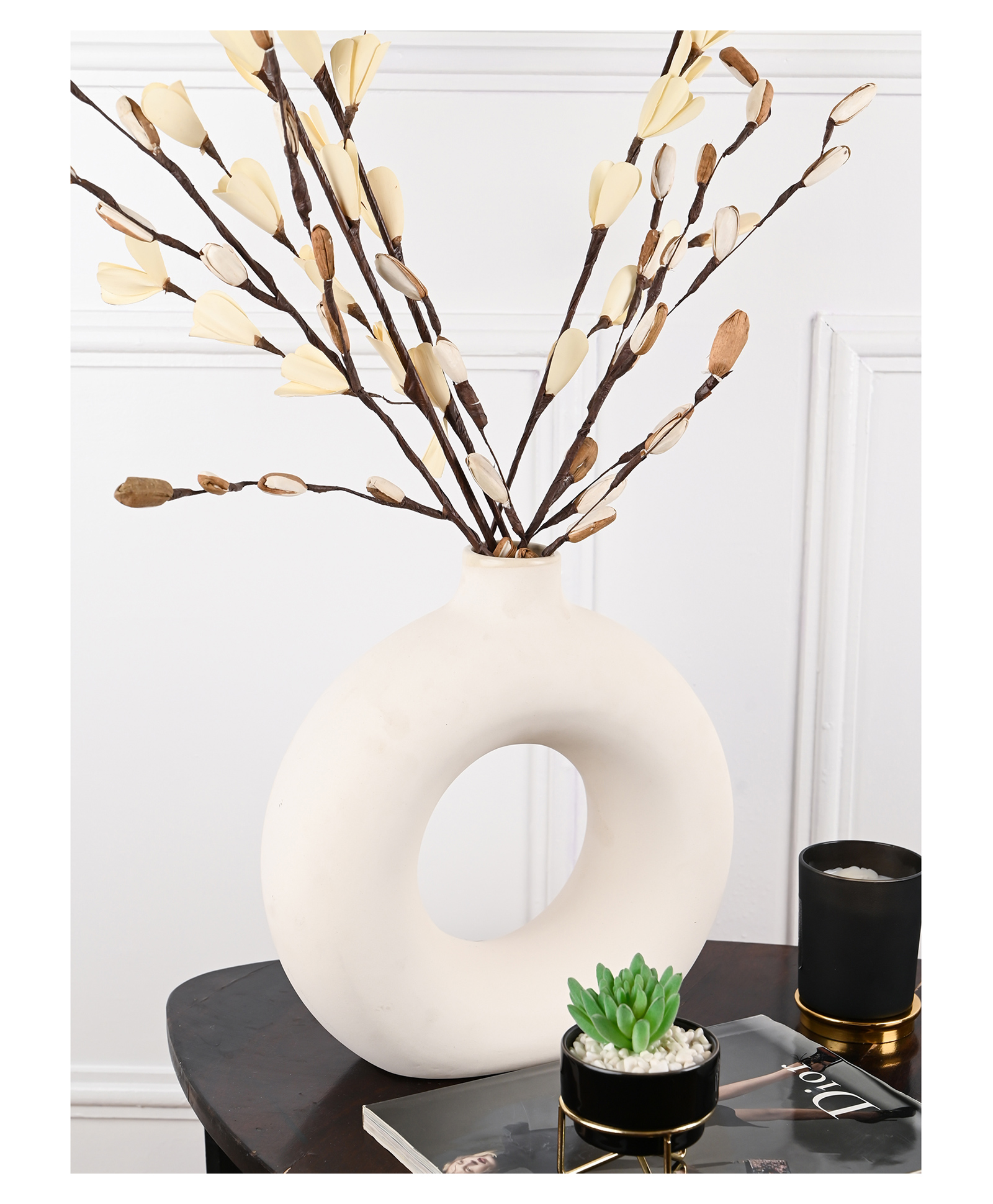 Purezento 12 Inch Donut Vase- White-image-27