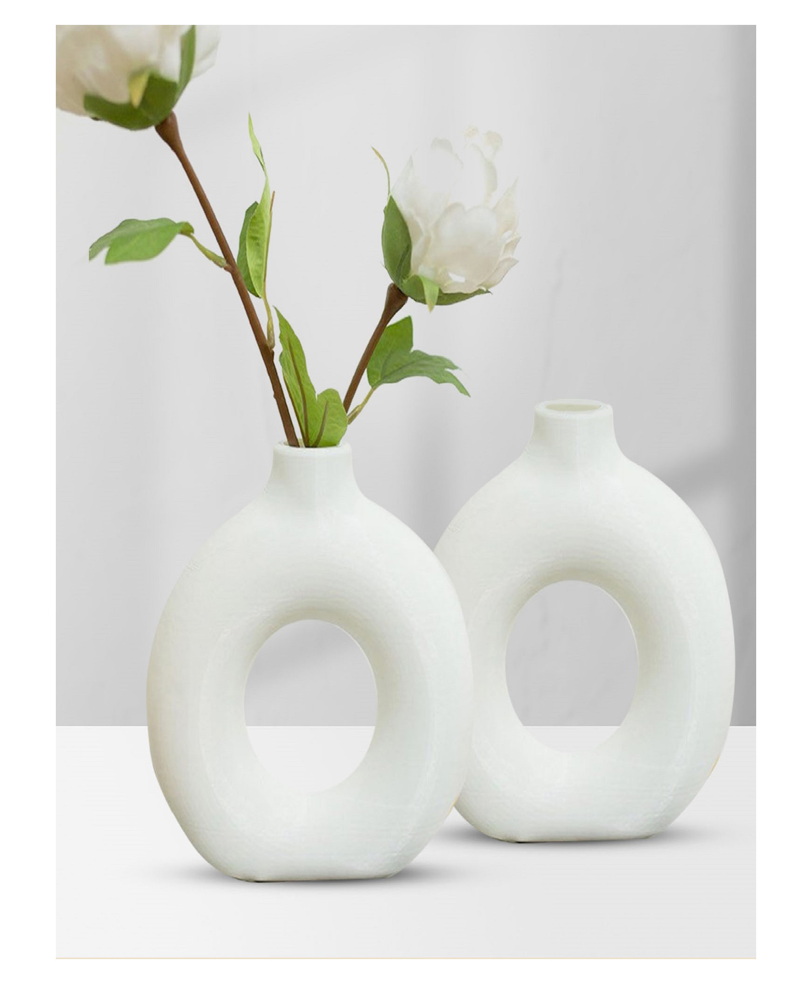 Purezento 6 Inch Donut Vase(Set of 2)- Offwhite-picture-19