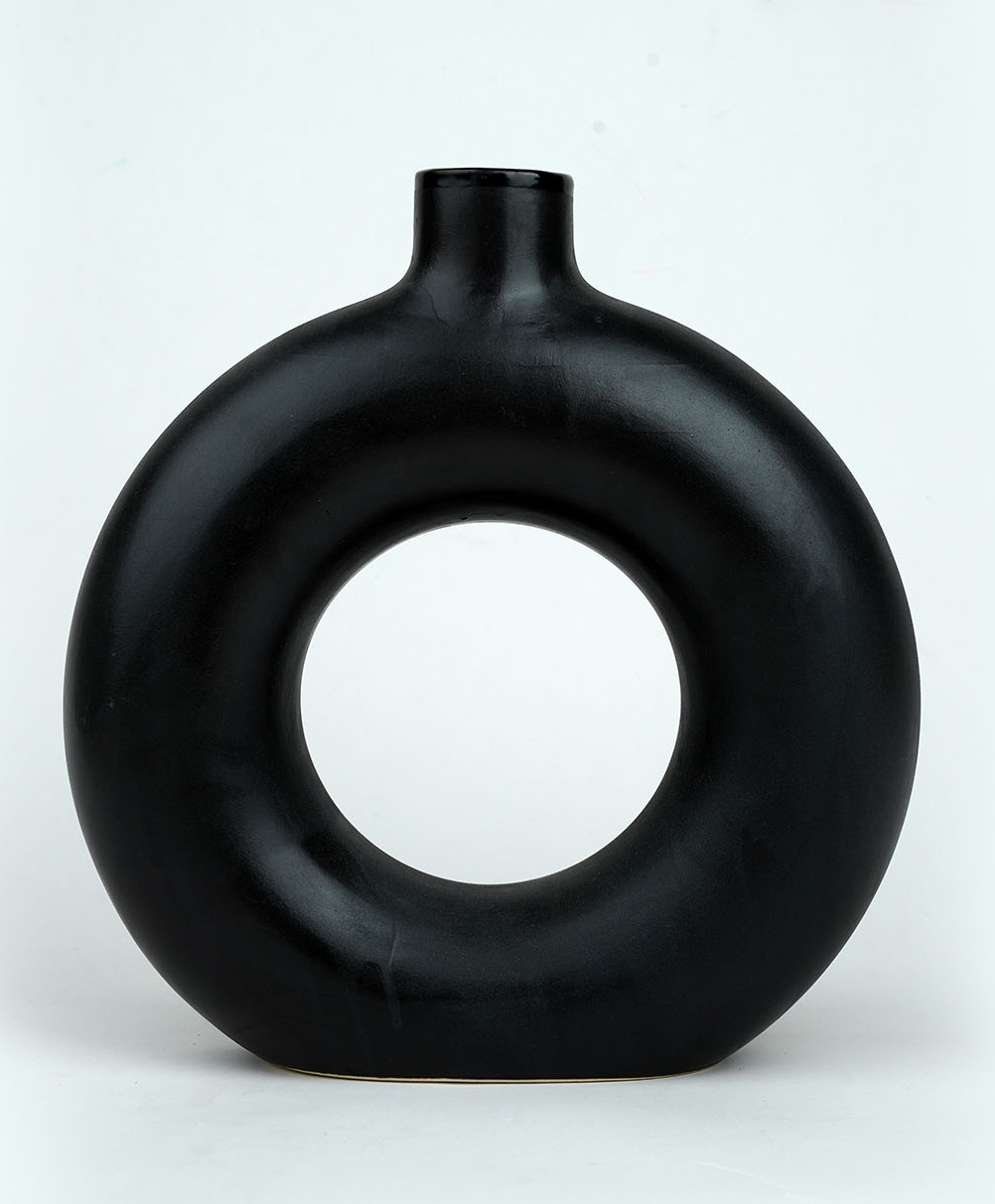 Purezento 6 Inch Donut Vase- Black-image-28