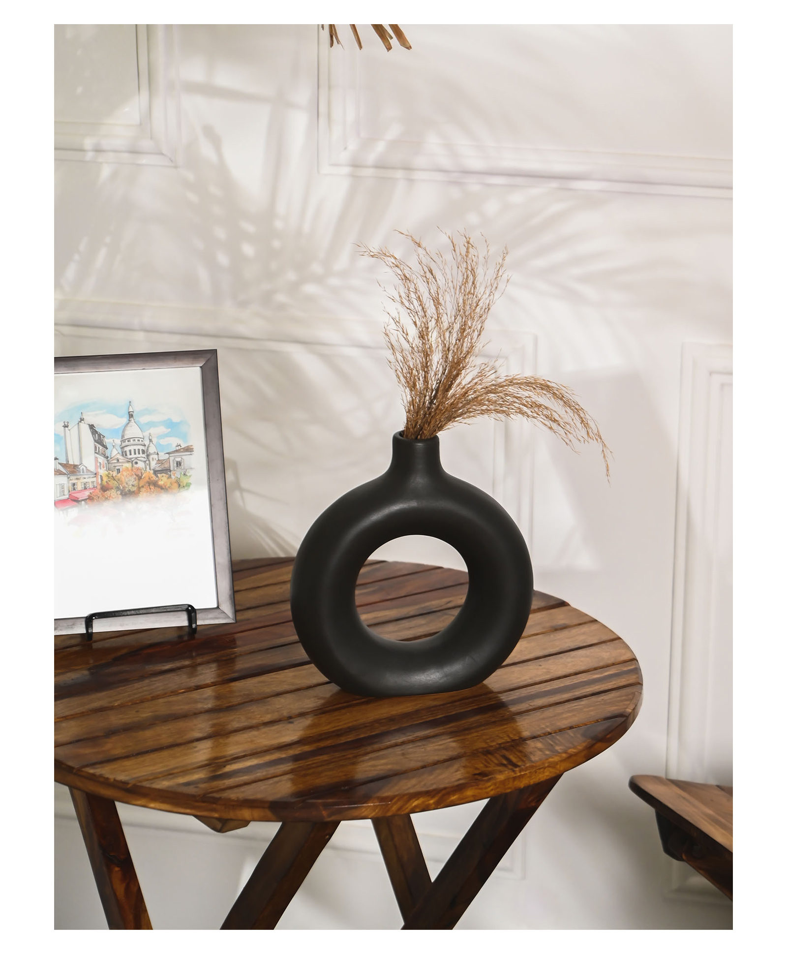 Purezento 8 Inch Donut Vase- Black-picture-21