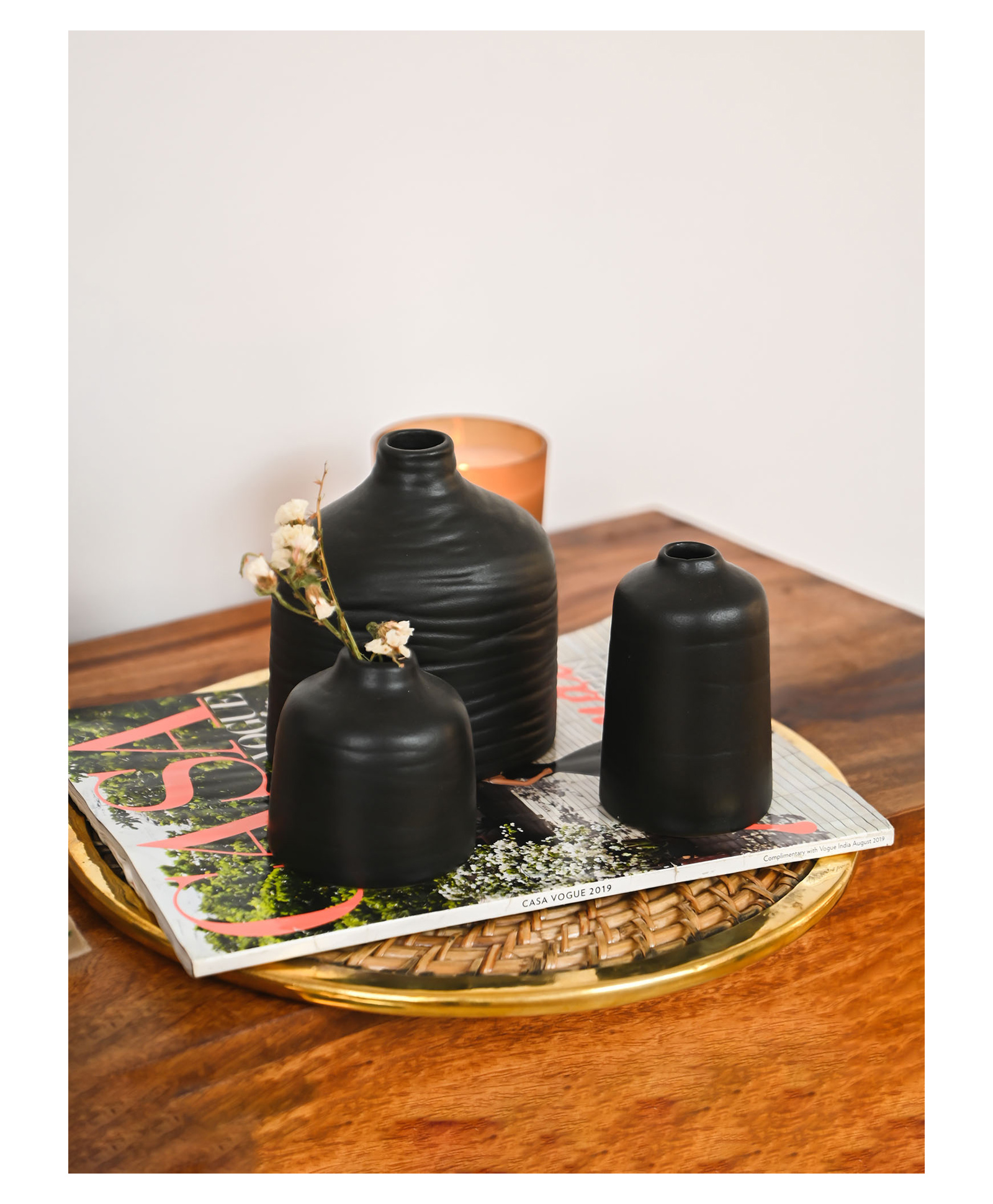 Purezento 3 Inch Akai Vase(Set of 3)- Black-picture-12