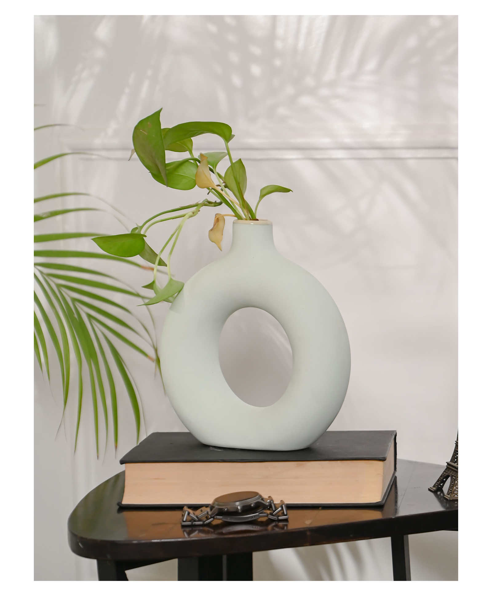 Purezento 8 Inch Donut Vase- Turquoise Blue-image-2