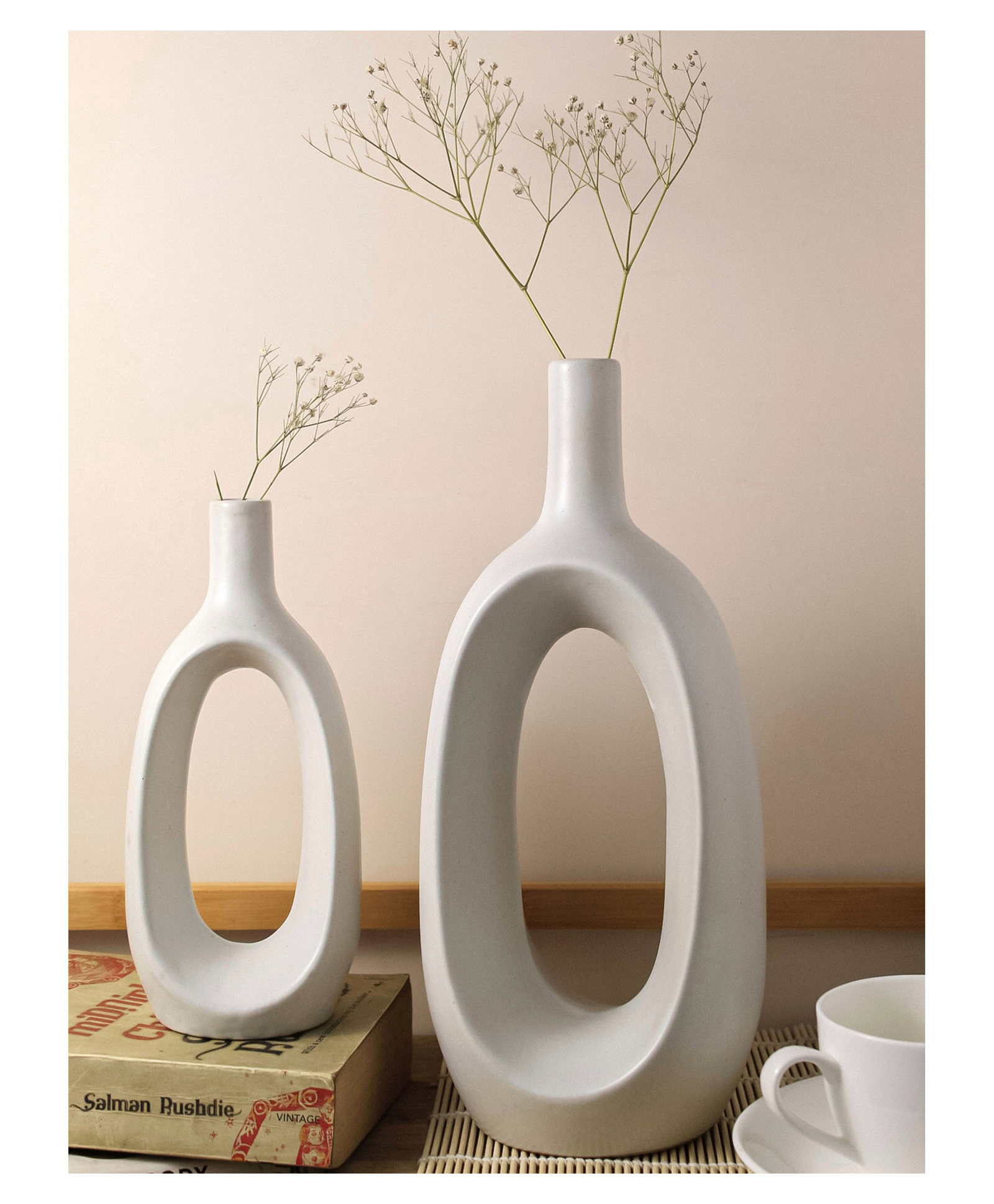 Purezento 12 & 8 inch Kieko Vase set of 2- White-image-40
