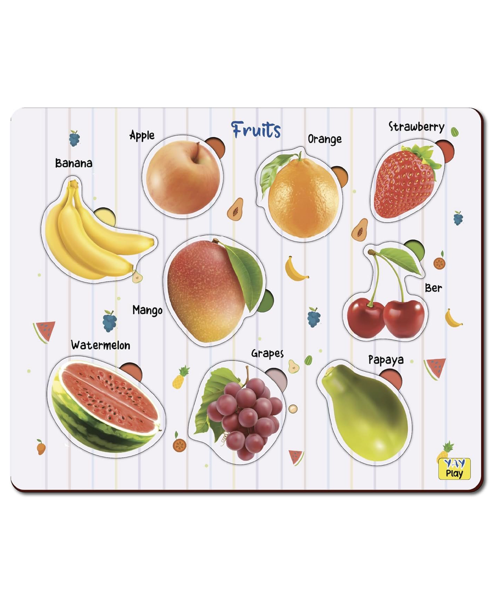 YaY Play Wooden Educational Fruits Puzzles, Picture Matching Puzzles, Puzzles For Preschool Toddler Kids 3+ Years-image-46