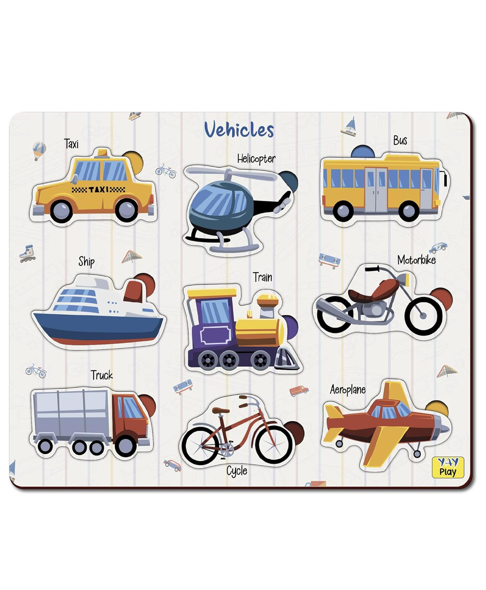 YaY Play Wooden Educational Transport Vehicle Wooden Puzzles, Picture Matching Puzzles for Kids 3+ Years-image-24