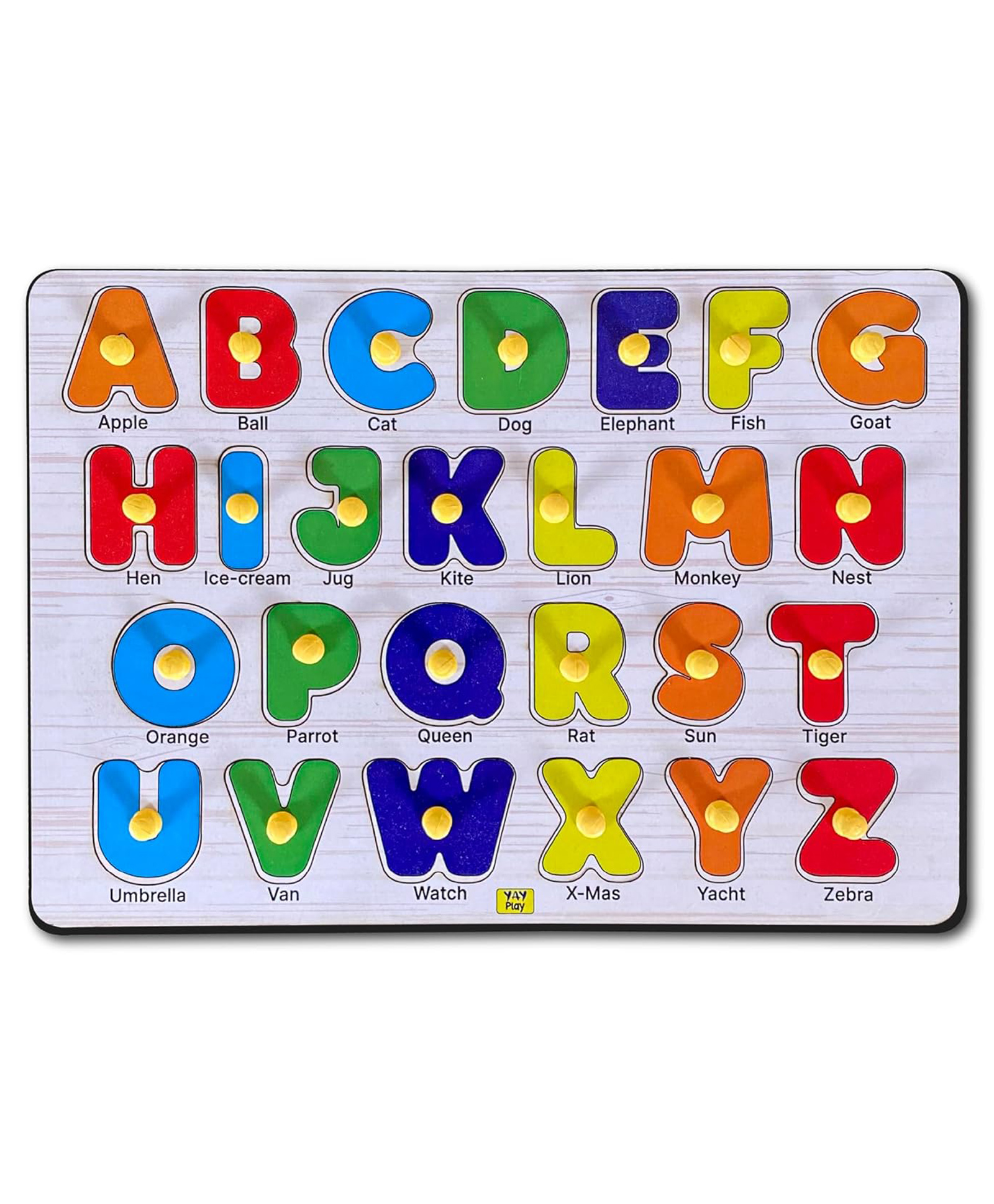 YaY Play Wooden Capital Letter Learning Knob and Peg Board 26 Pieces-picture-10