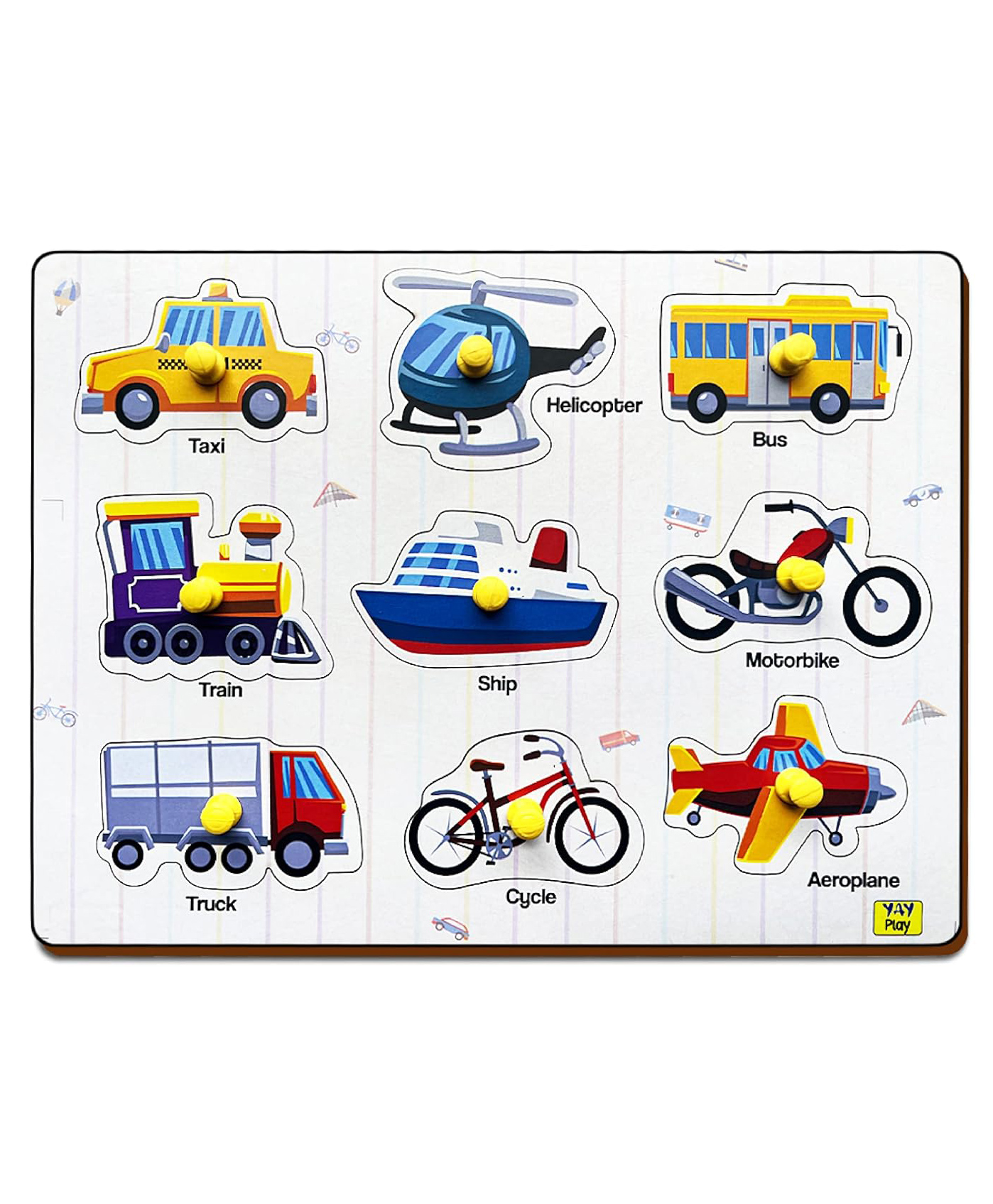 YaY Play Wooden Transport Vehicle Knob and Peg Puzzle-image-2