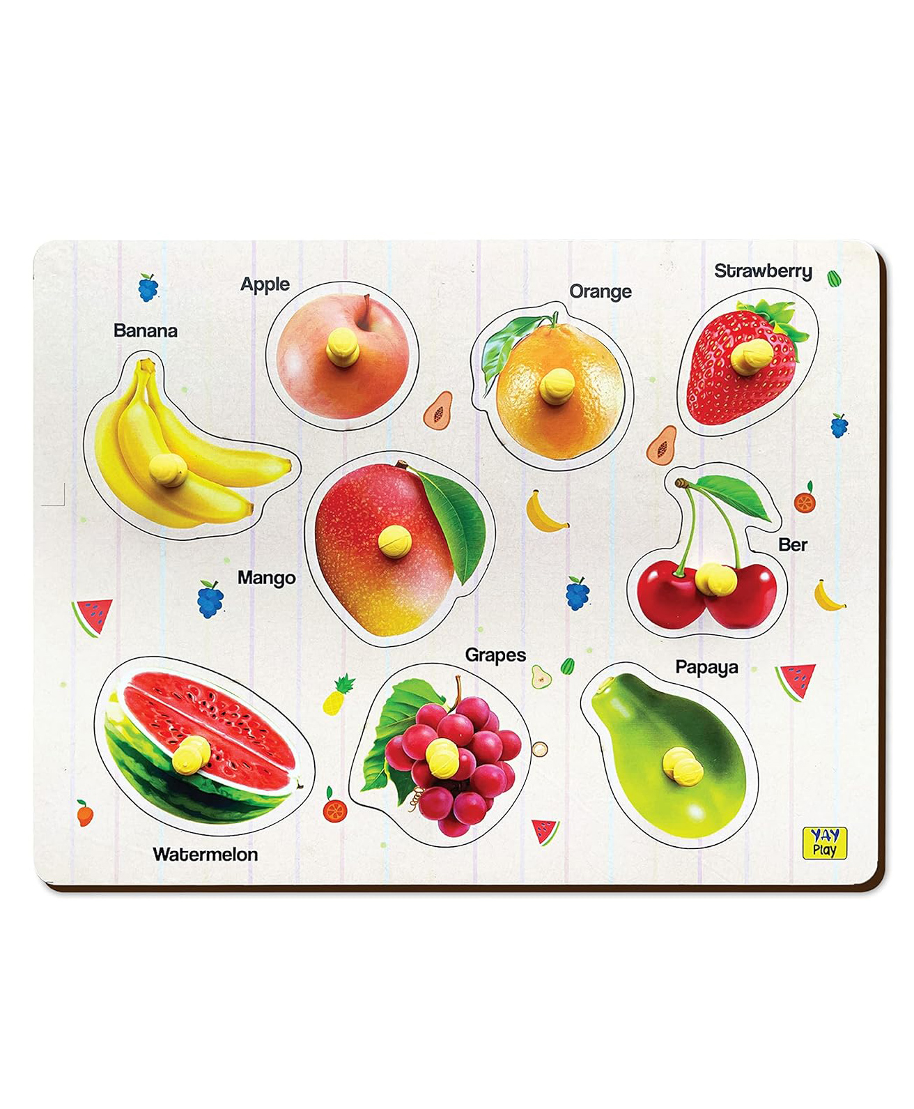 YaY Play Wooden Fruits Knob and Peg Puzzle-image-1