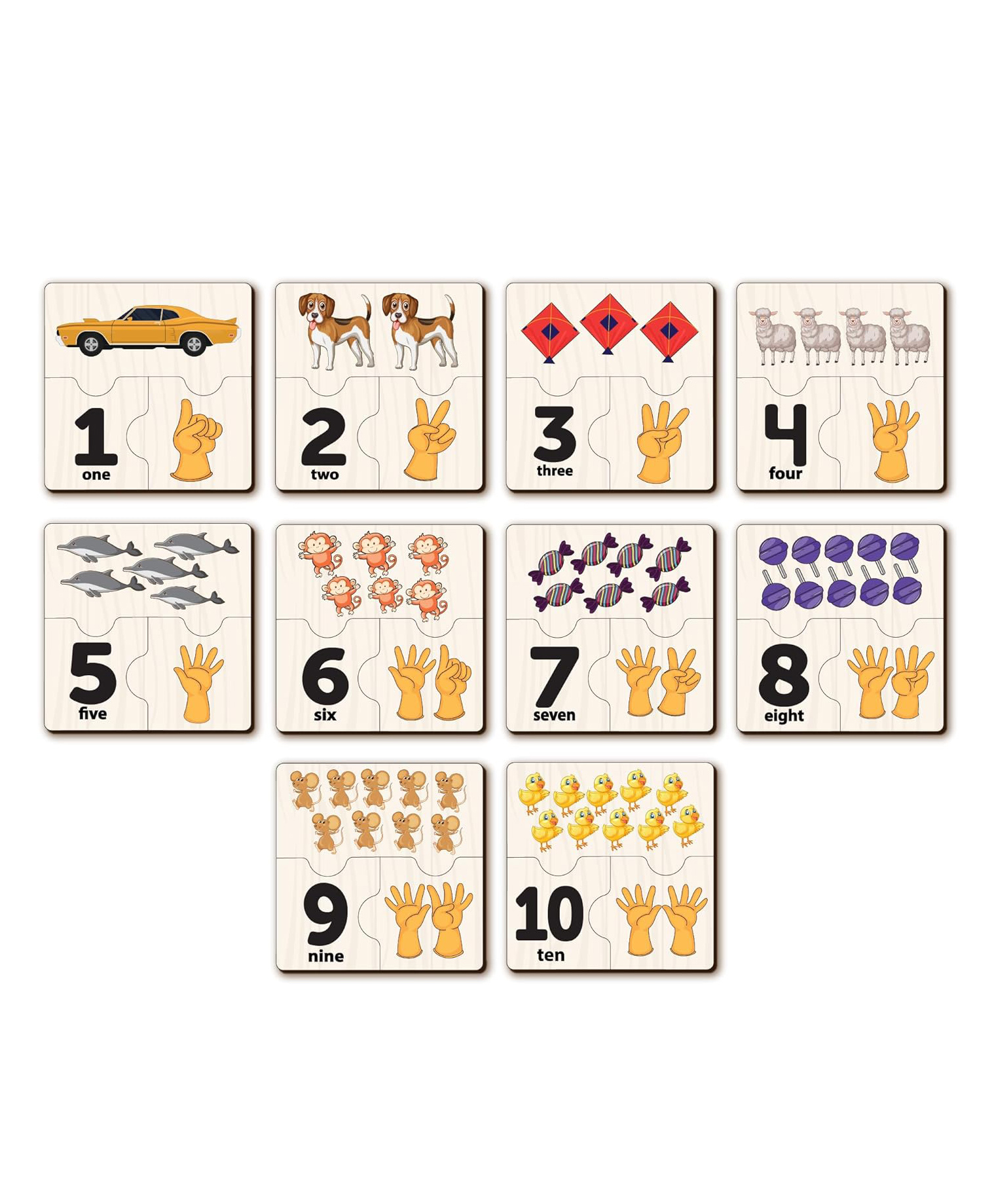 YaY Play 1-10 Number Matching Wooden Puzzles - 10 Pieces-image-2