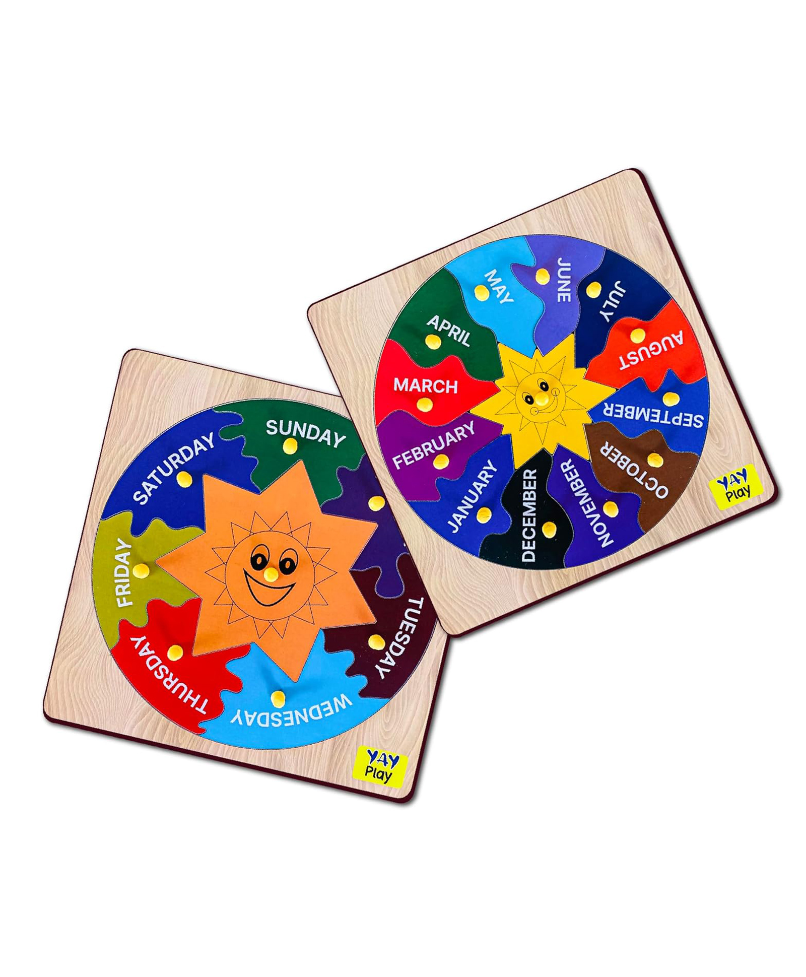 YaY Play Month & Week Day Knob and Pegboard Wooden Shape Sorter Puzzles for 2+ Years 21 pcs-picture-15