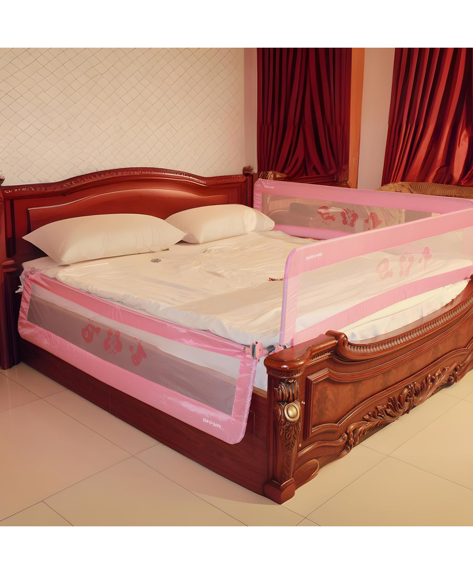 SAFE-O-KID Fully Foldable Bed Rail Guard 6 Ft Pack of 3 - Pink-picture-13