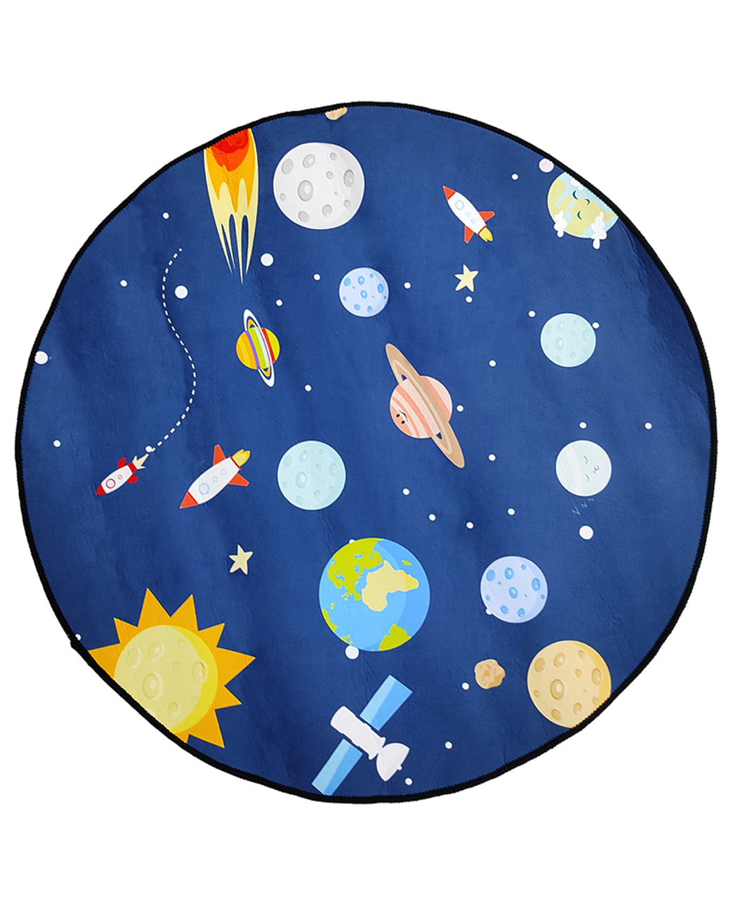 Hop N Play Kids Round Soft Rug Star & Planet Learning Non Slip Area Carpet - 100 cm-image-25