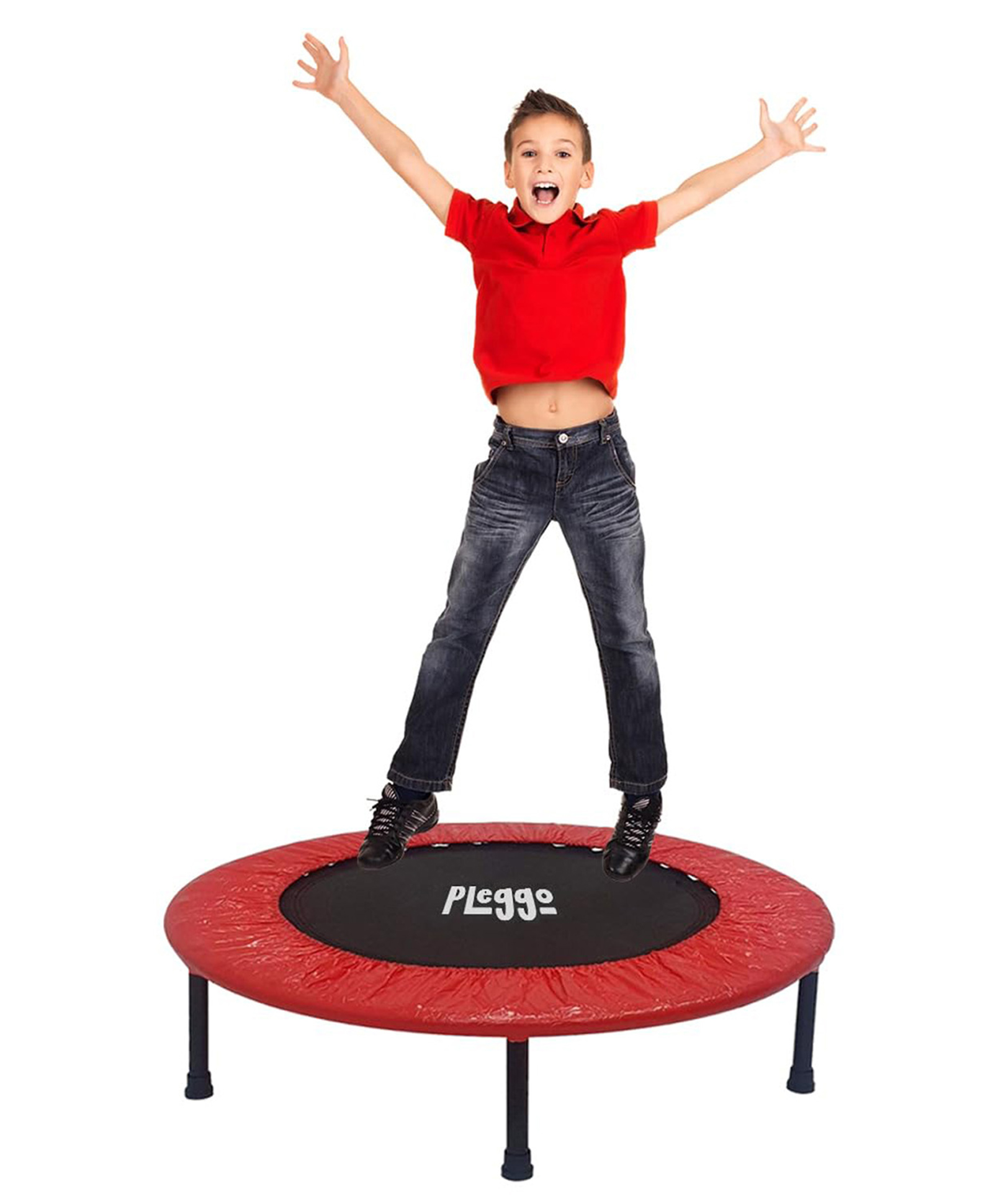 Hop N Play 36 inch Compact Mini Indoor & Outdoor Jumping Trampoline for Kids - Red & Black-picture-18
