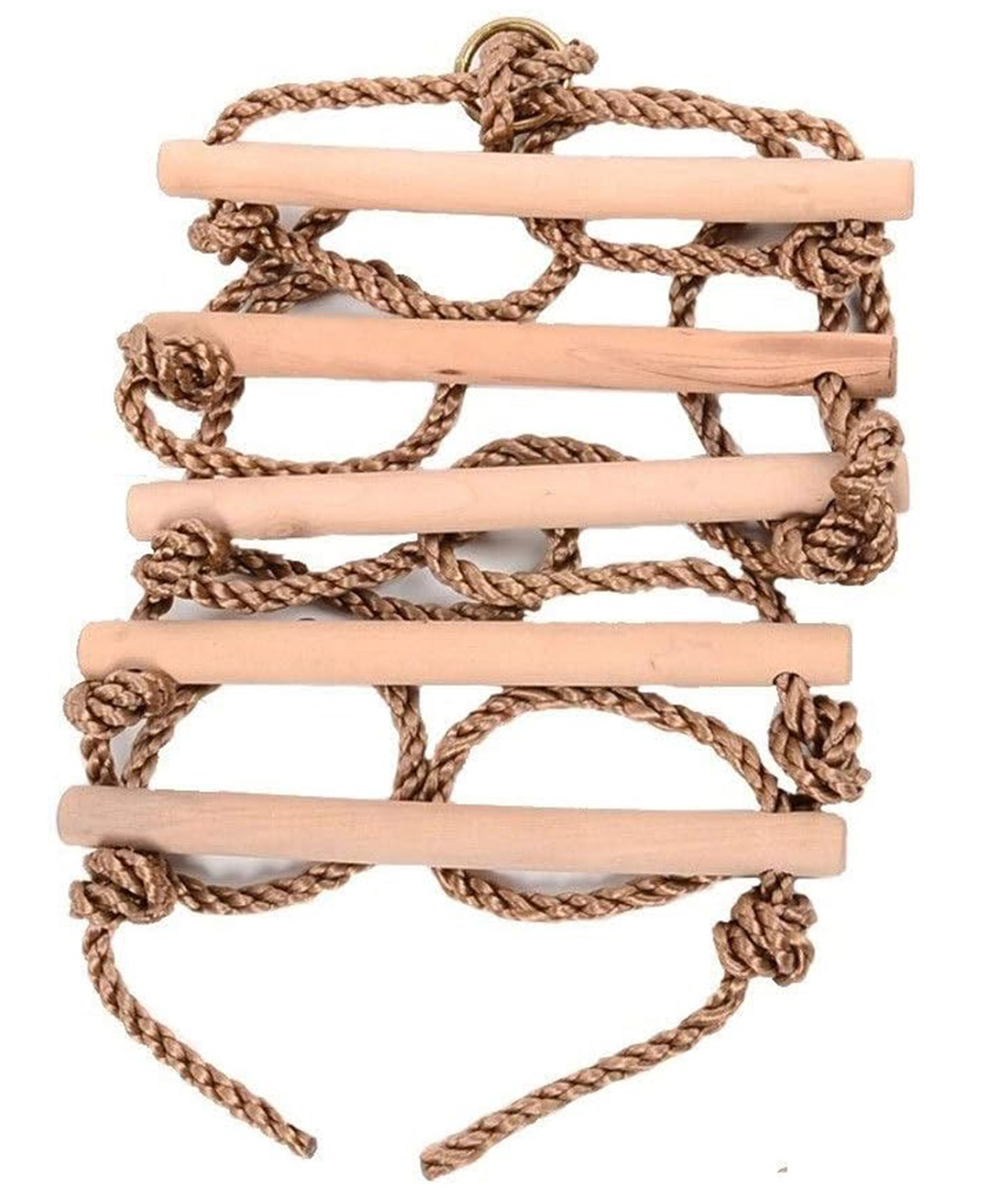 Hop N Play 6.5 Feet Wooden Rope Climber 6 Rungs Ladder for Kids - Brown-image-24
