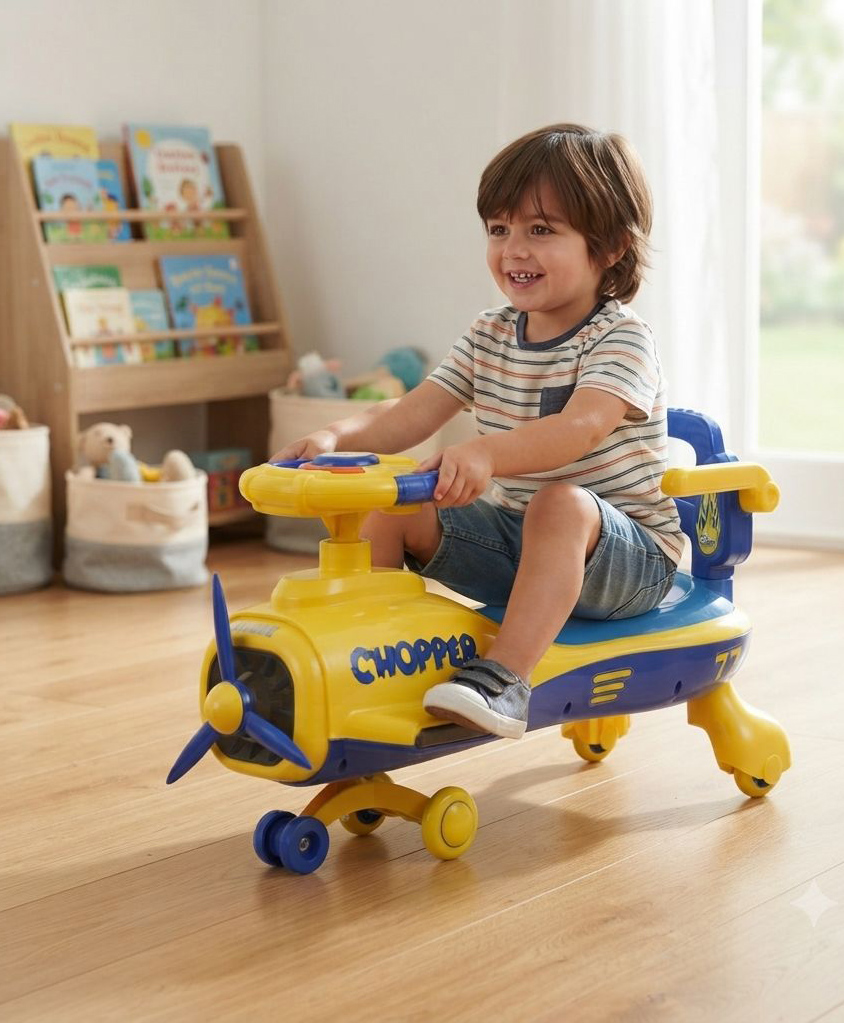 JoyRide Ride-on Chopper CAR Car Non Battery Operated Ride On - Yellow & Blue-picture-1