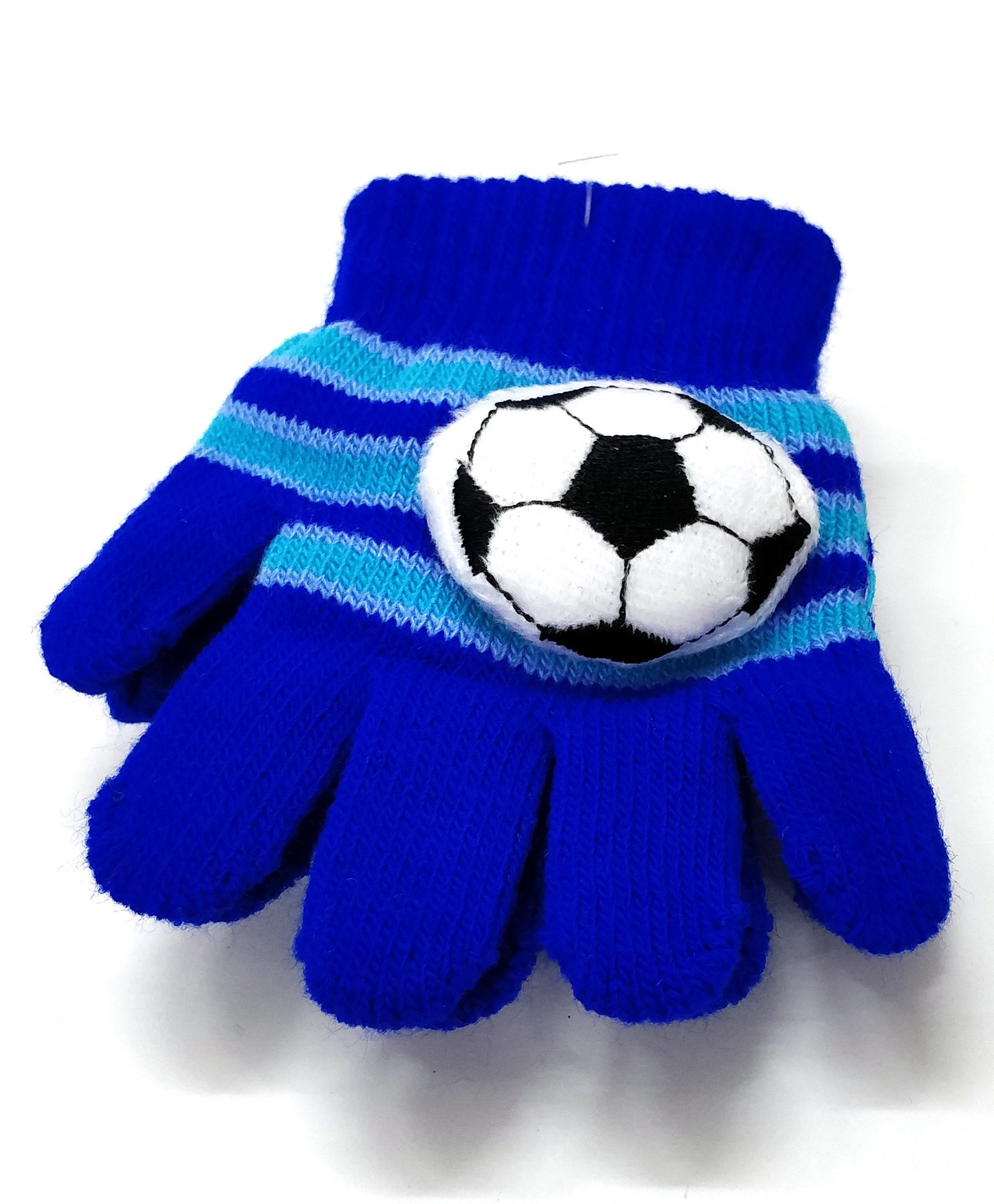 Kid-O-World Football Patch Detailed Striped  Pattern Gloves - Dark  Blue-image-33