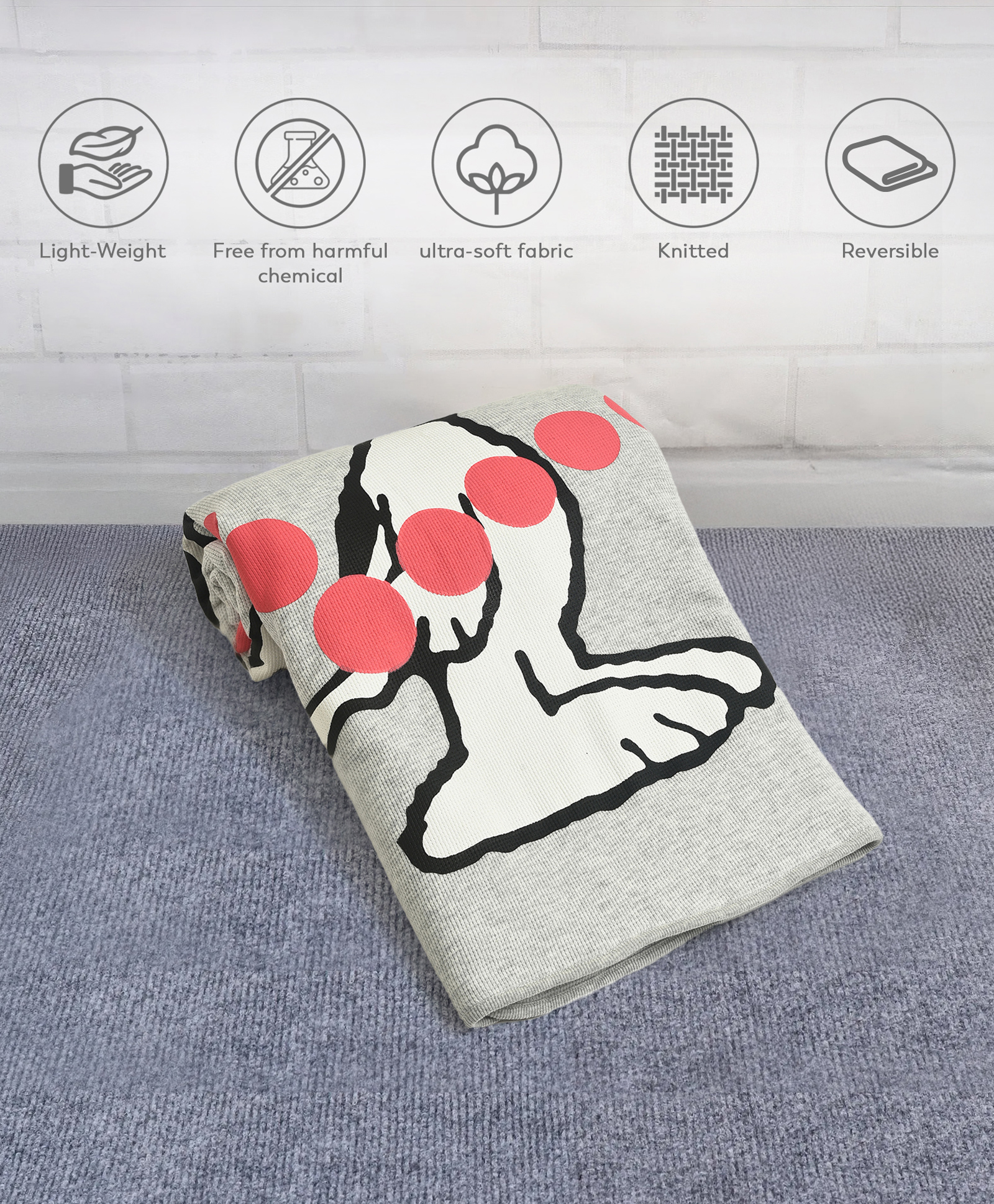 Mi Arcus Peanuts Snoopy Printed Comforter Grey-image-9