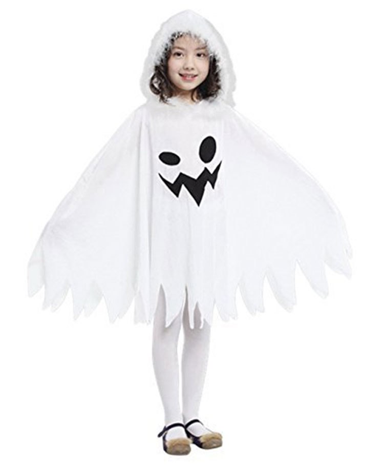 Kaku Fancy Dress Full Sleeves Halloween Ghost Costume Dress With Cloak  For Girls - White-image-39